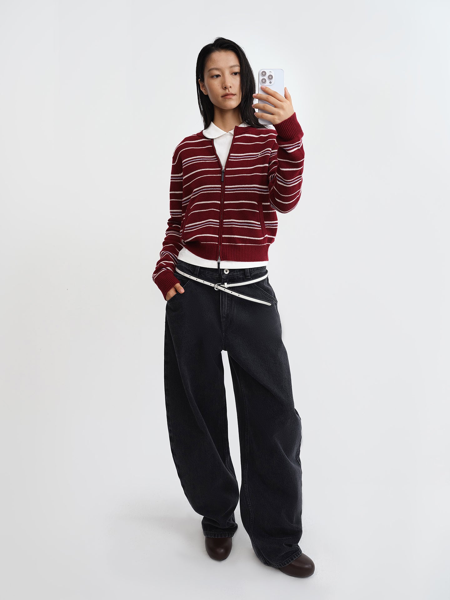 Stripe Wool Cardigan