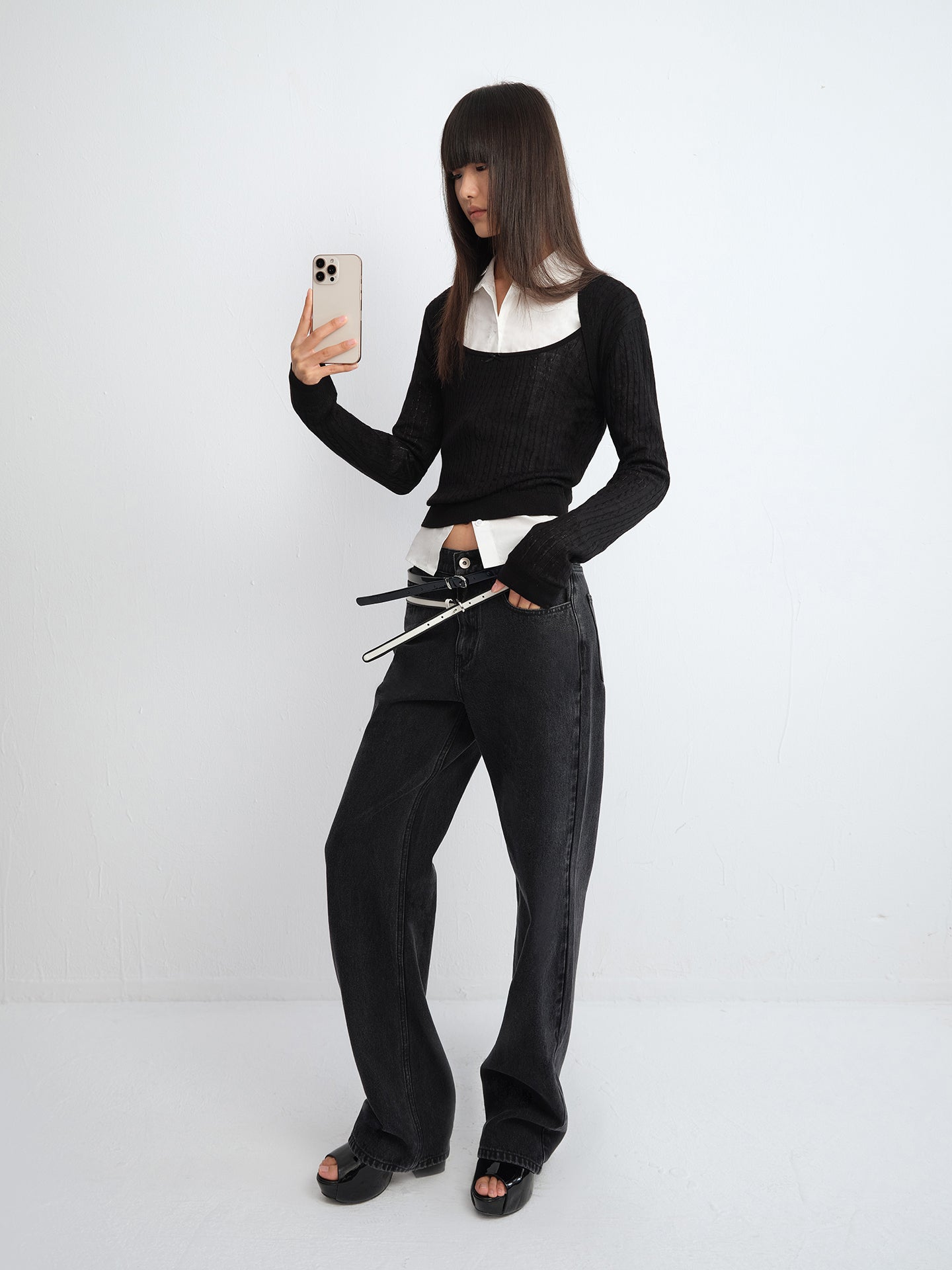 Layered Shrug Cable-Knit Tube Top