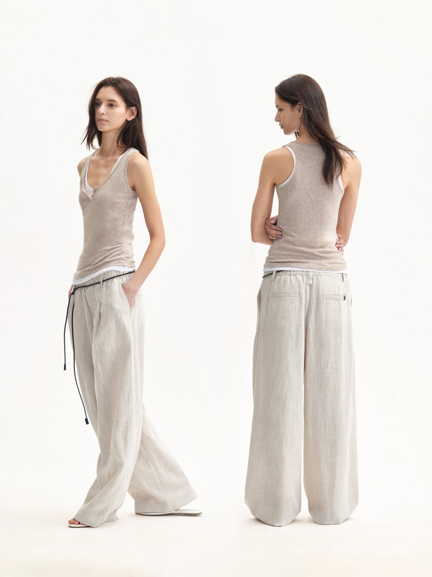 “Frame” U-neck Layered Tank Top