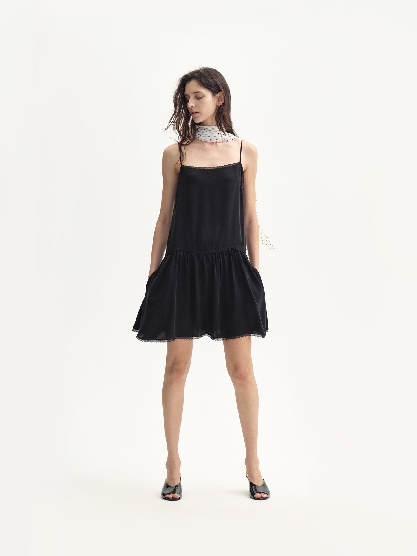 “Slip On” Satin Lace Cami Dress