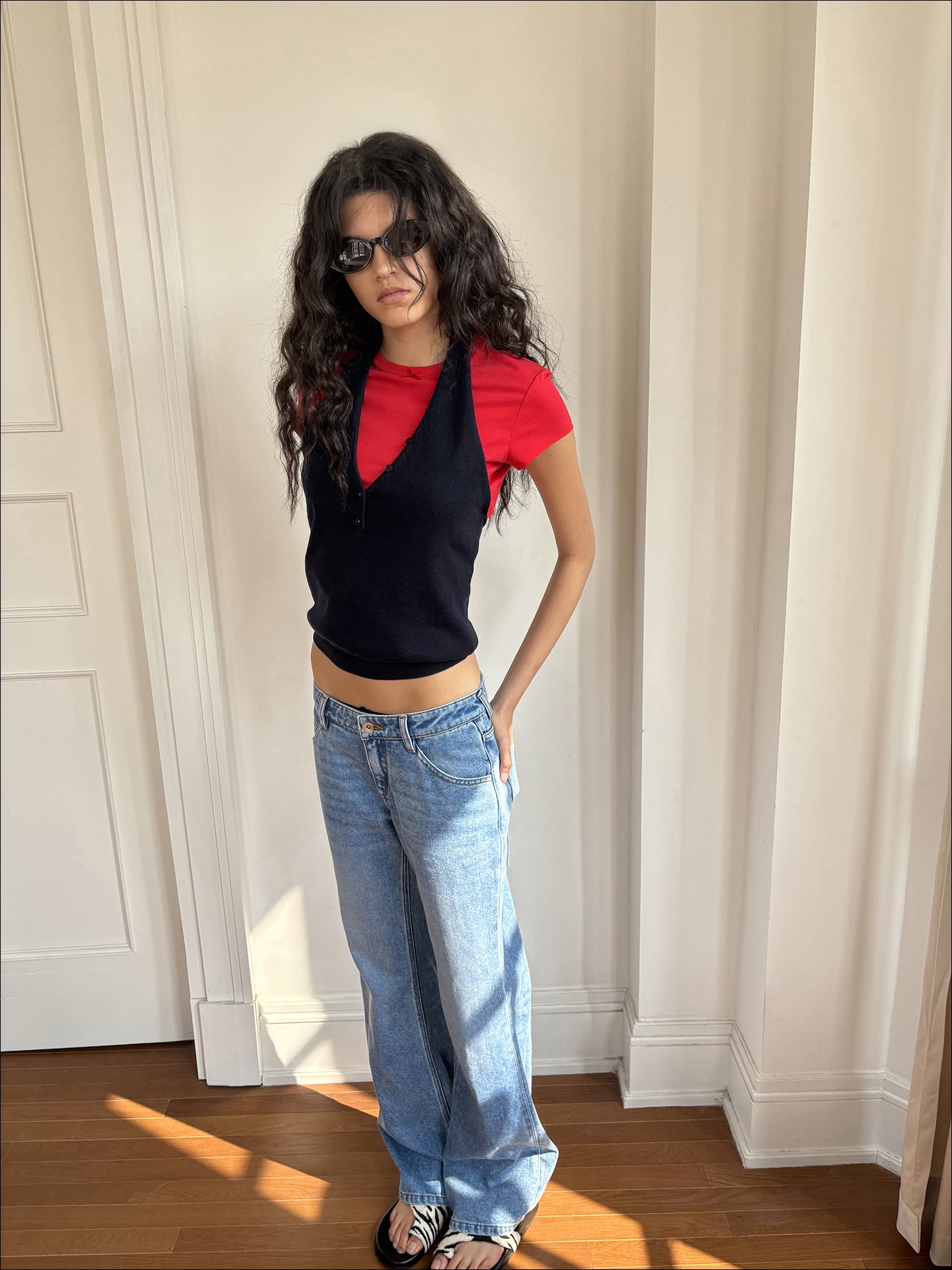 “Poise” Adjustable V-neck Knit Top