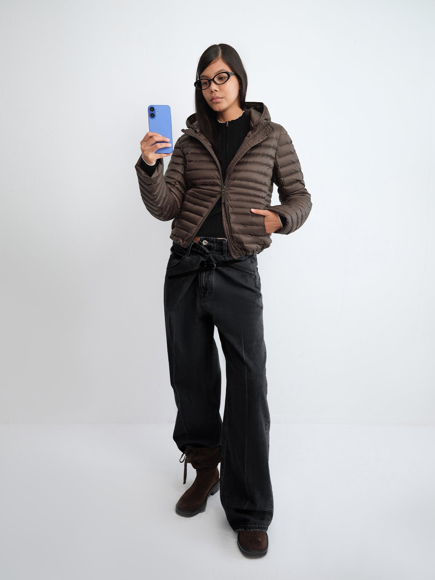 Jodie Asymmetric Waist Straight Denim Pants