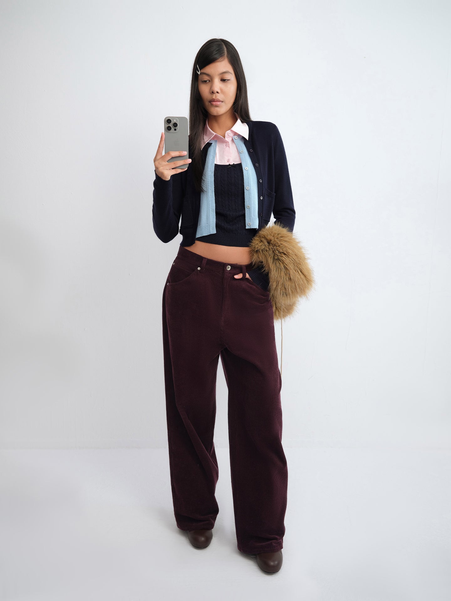 Colorblock Layered Buttoned Cardigan