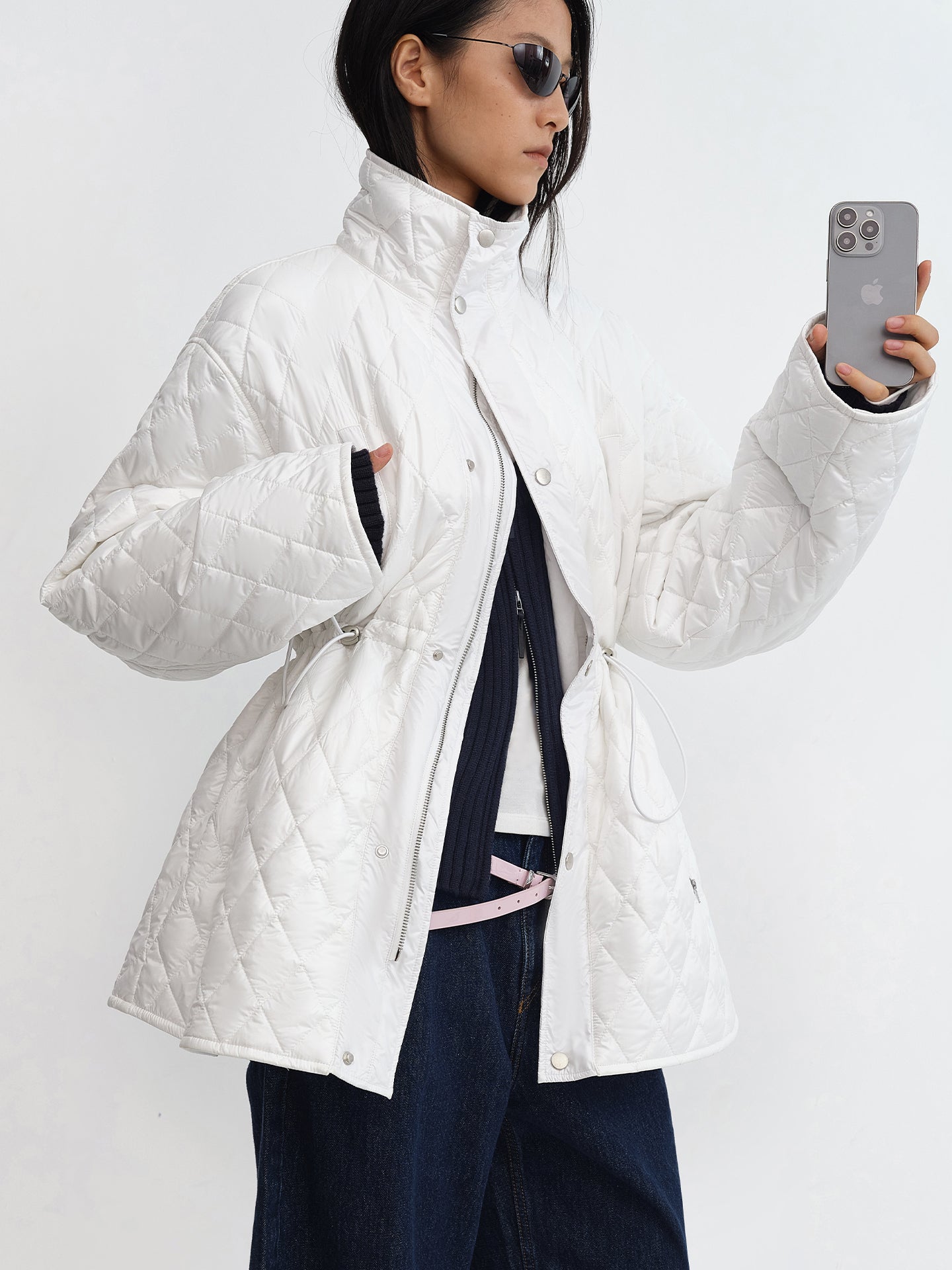 Quilted Stand-Collar Fitted Puffer Jacket