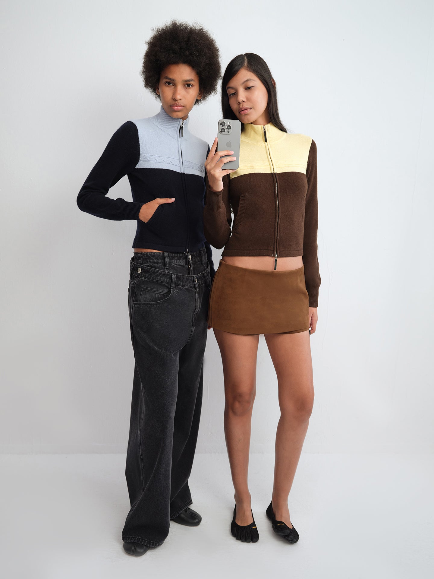 Colorblock Zip Wool Cardigan