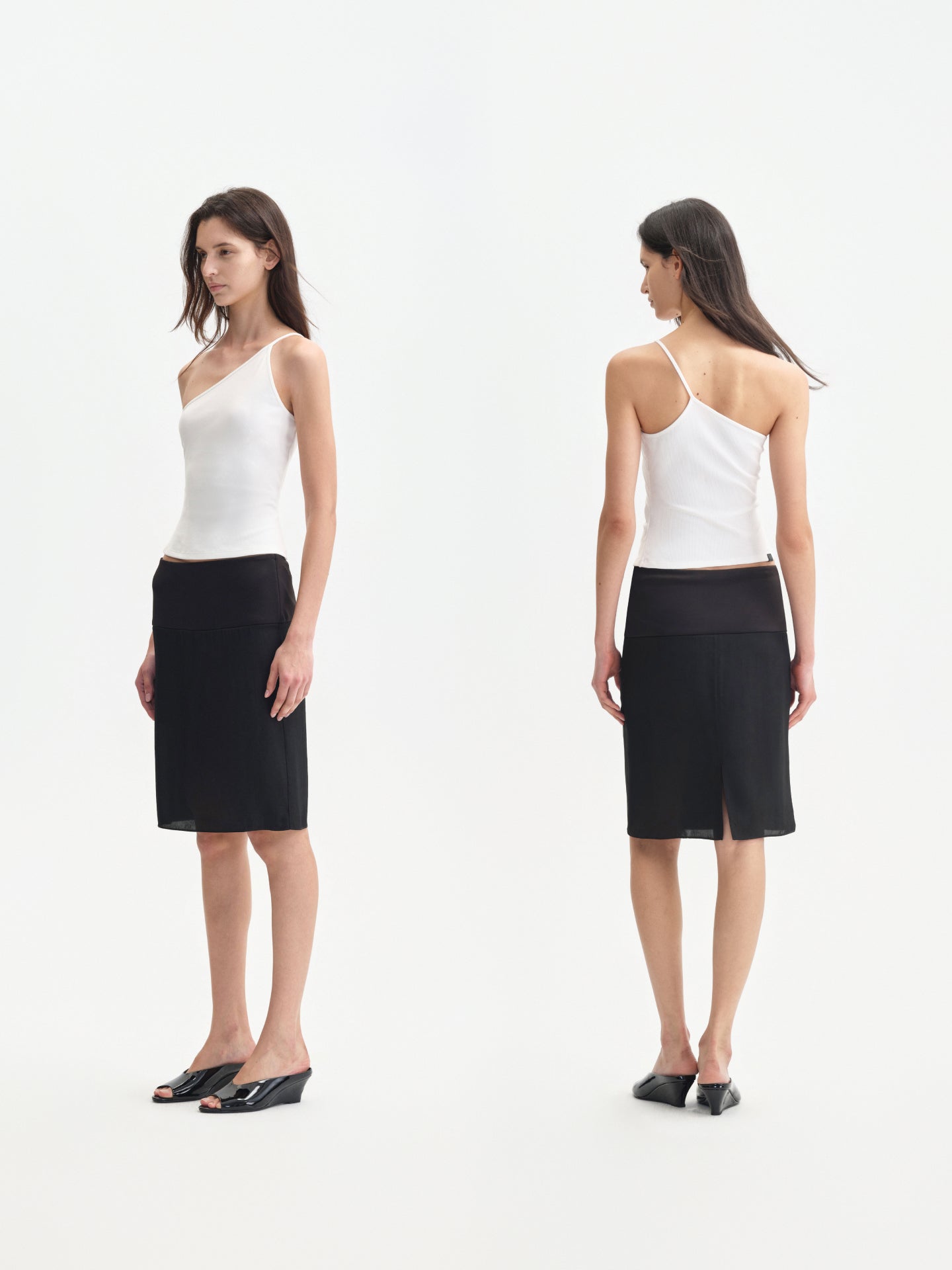 “Contour” Paneled Waist Midi Skirt