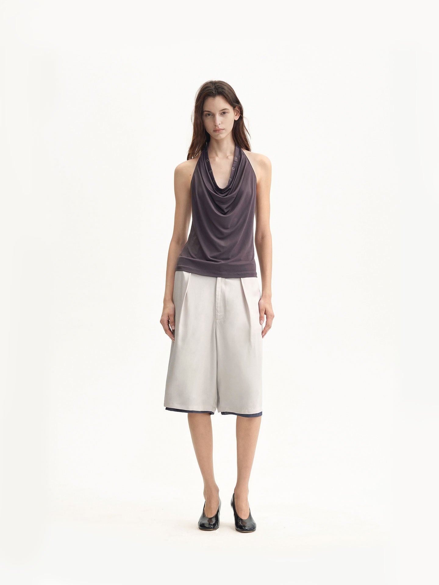 “Soft Flow” Draped Halterneck Top