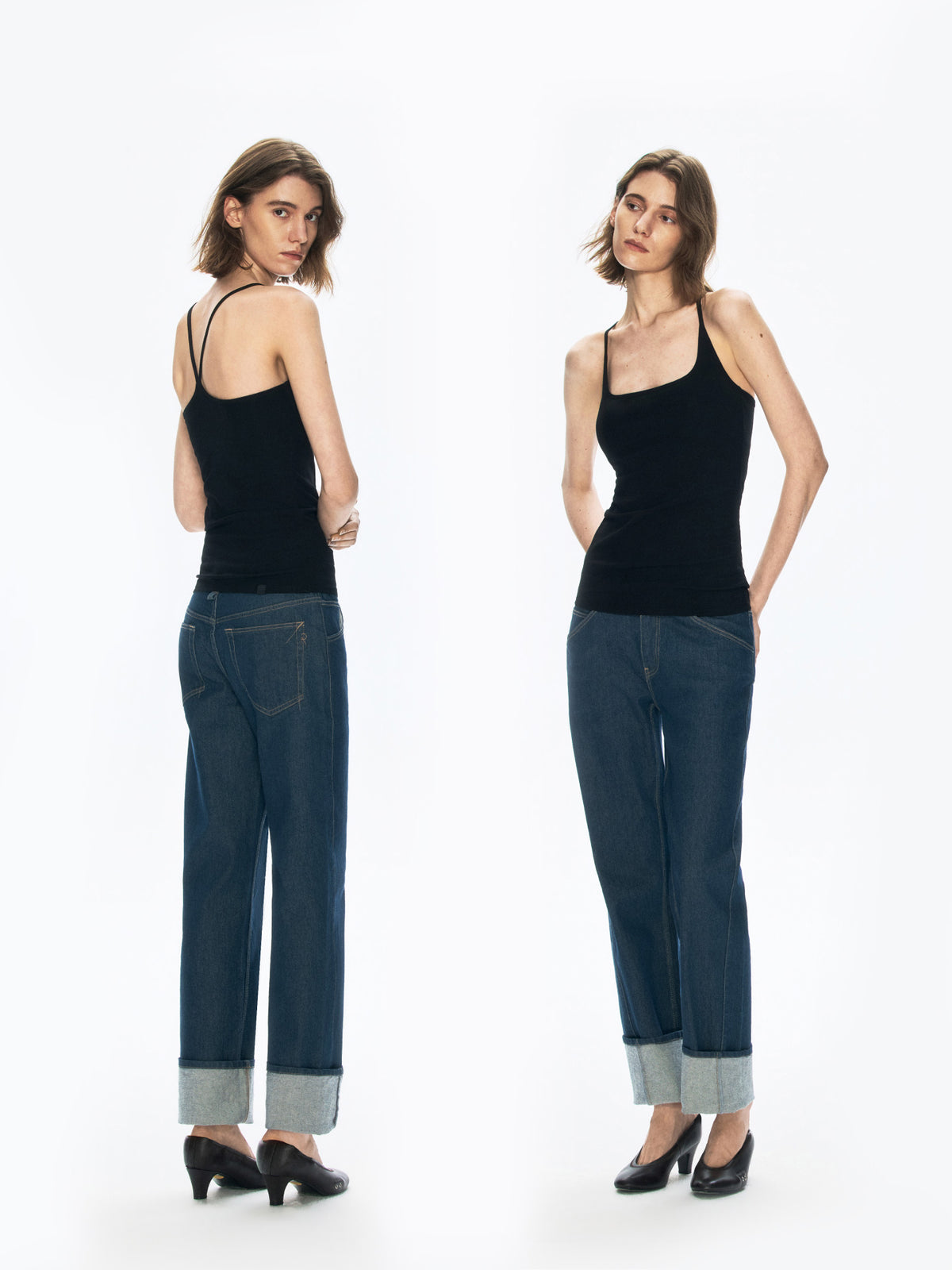 Versatile U-Neck Open-Back Slim-Fit Camisole with Built-in Bra Pads