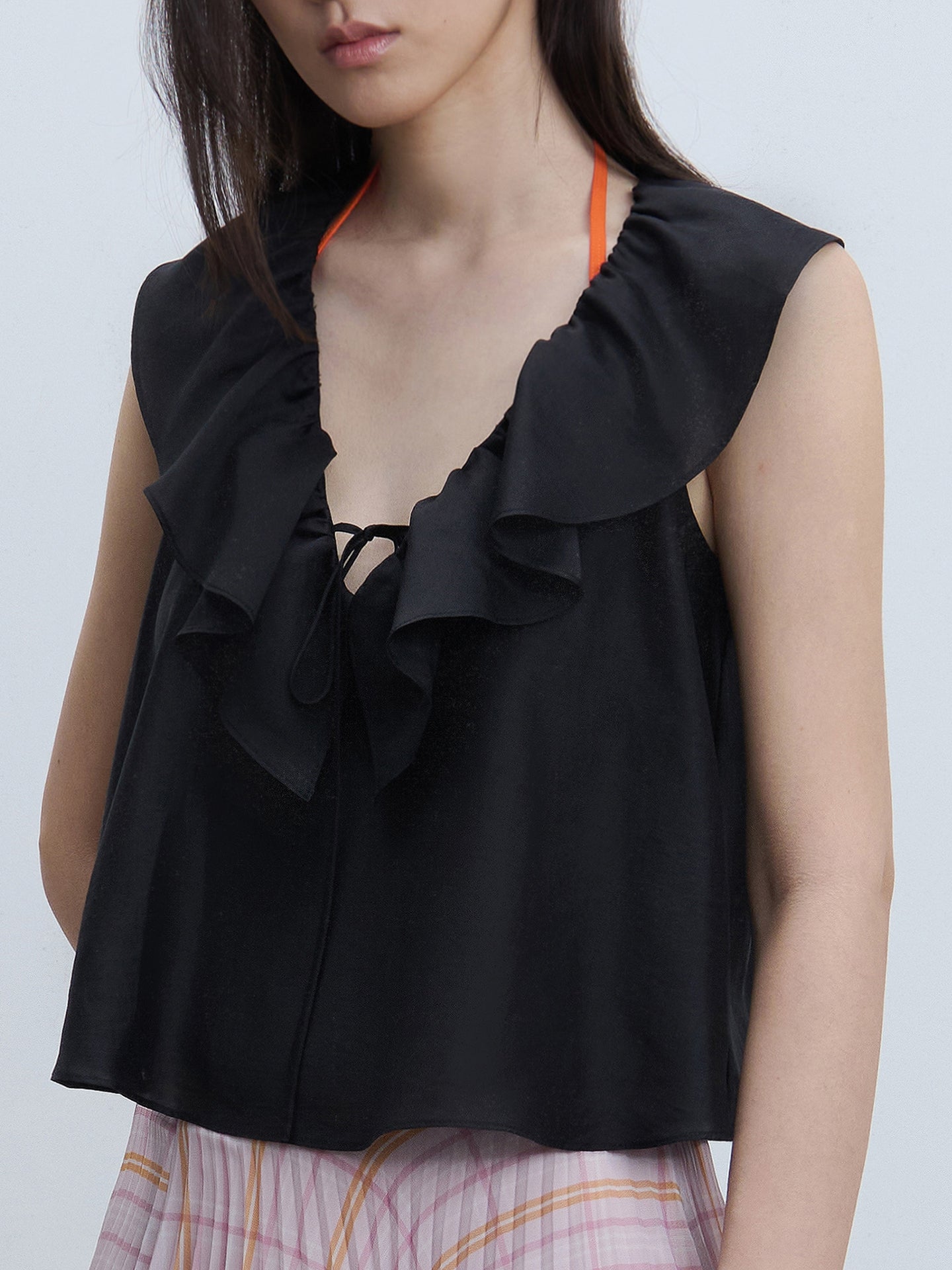 Mesh V-Neck Tie-Strap Tank