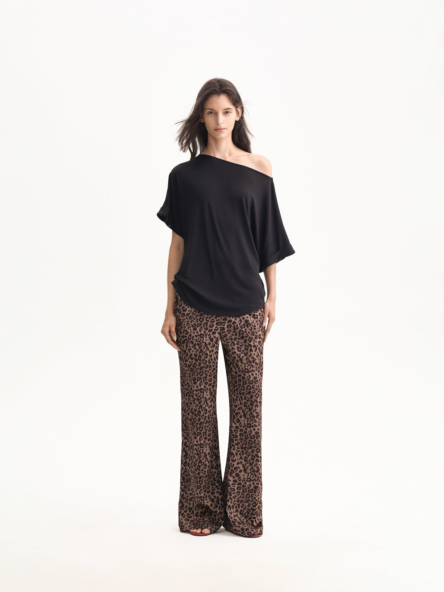 Modal Relaxed Off-shoulder Boat-neck Top