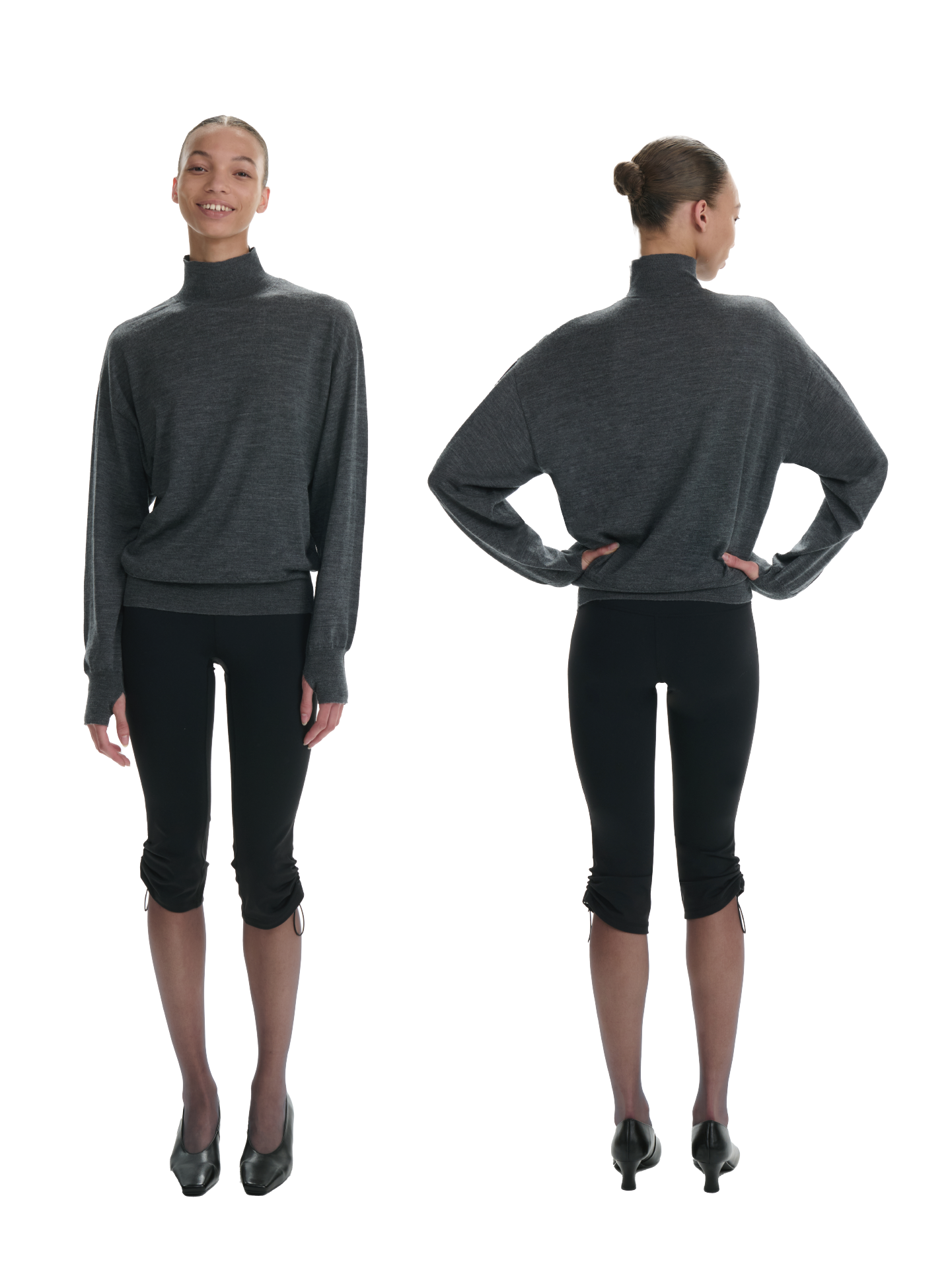 Batwing Turtleneck Wool Top