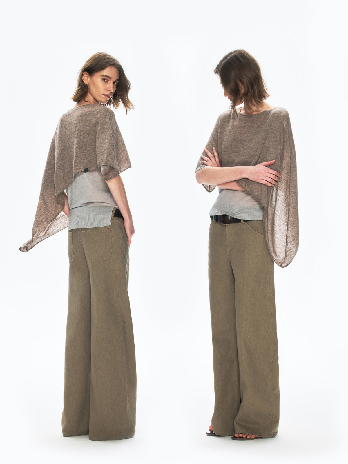 “Picnic” Cashmere-Silk Blend Asymmetric Cover-Up Top