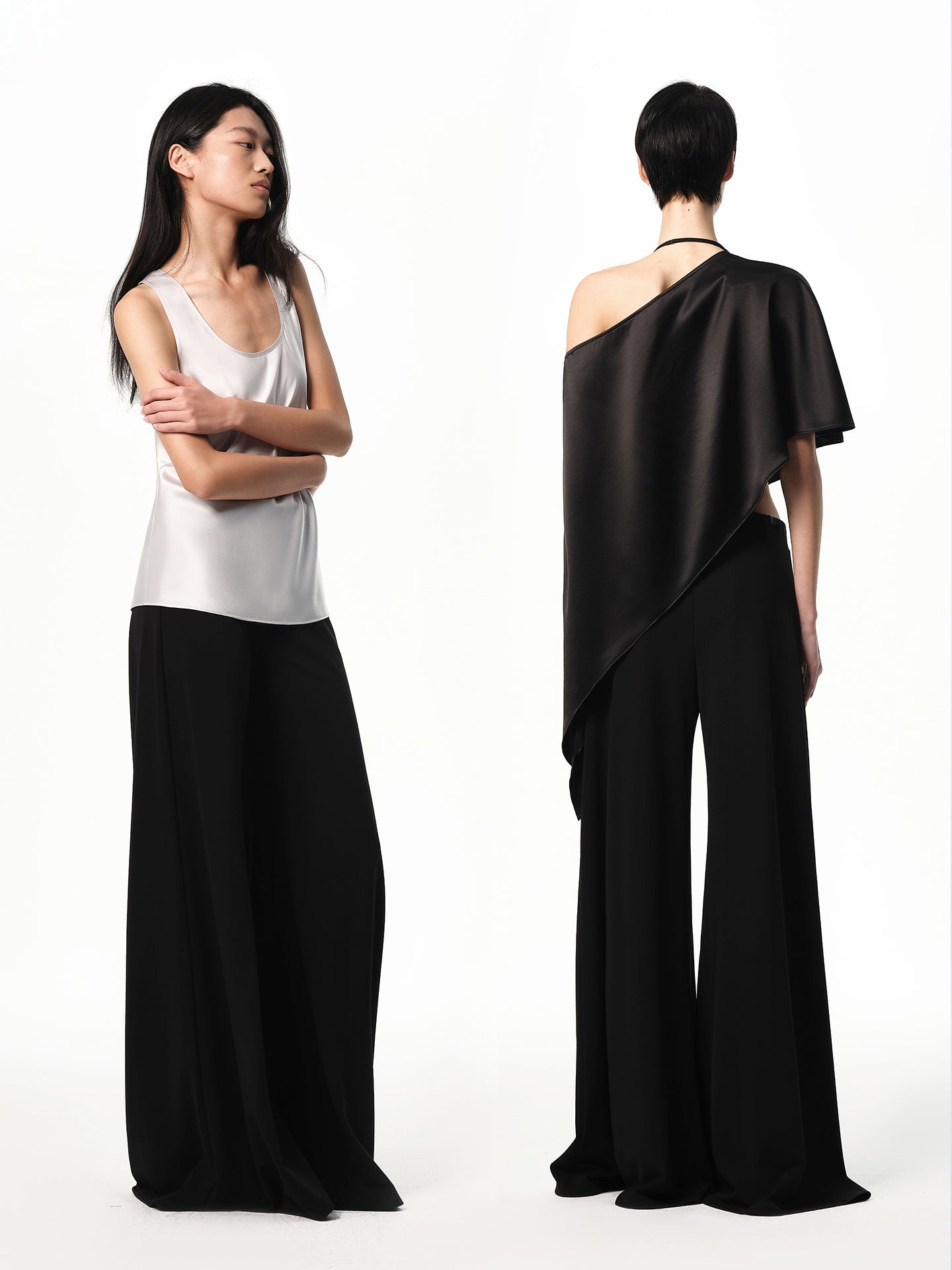 “Classique” Elastic-waist Wide-leg Pants