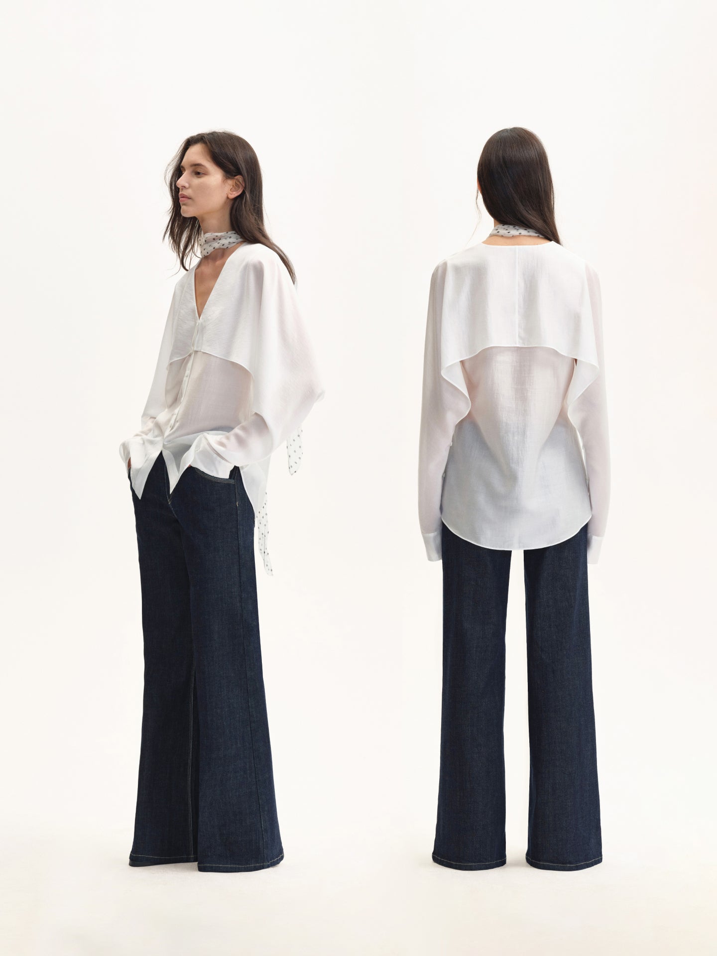 “Haze” Two-way Sheer V-neck Shirt