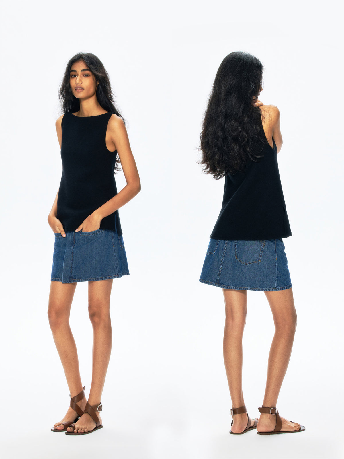 “Picnic Tank” Elegant Off-Shoulder Sleeveless A-Line Top