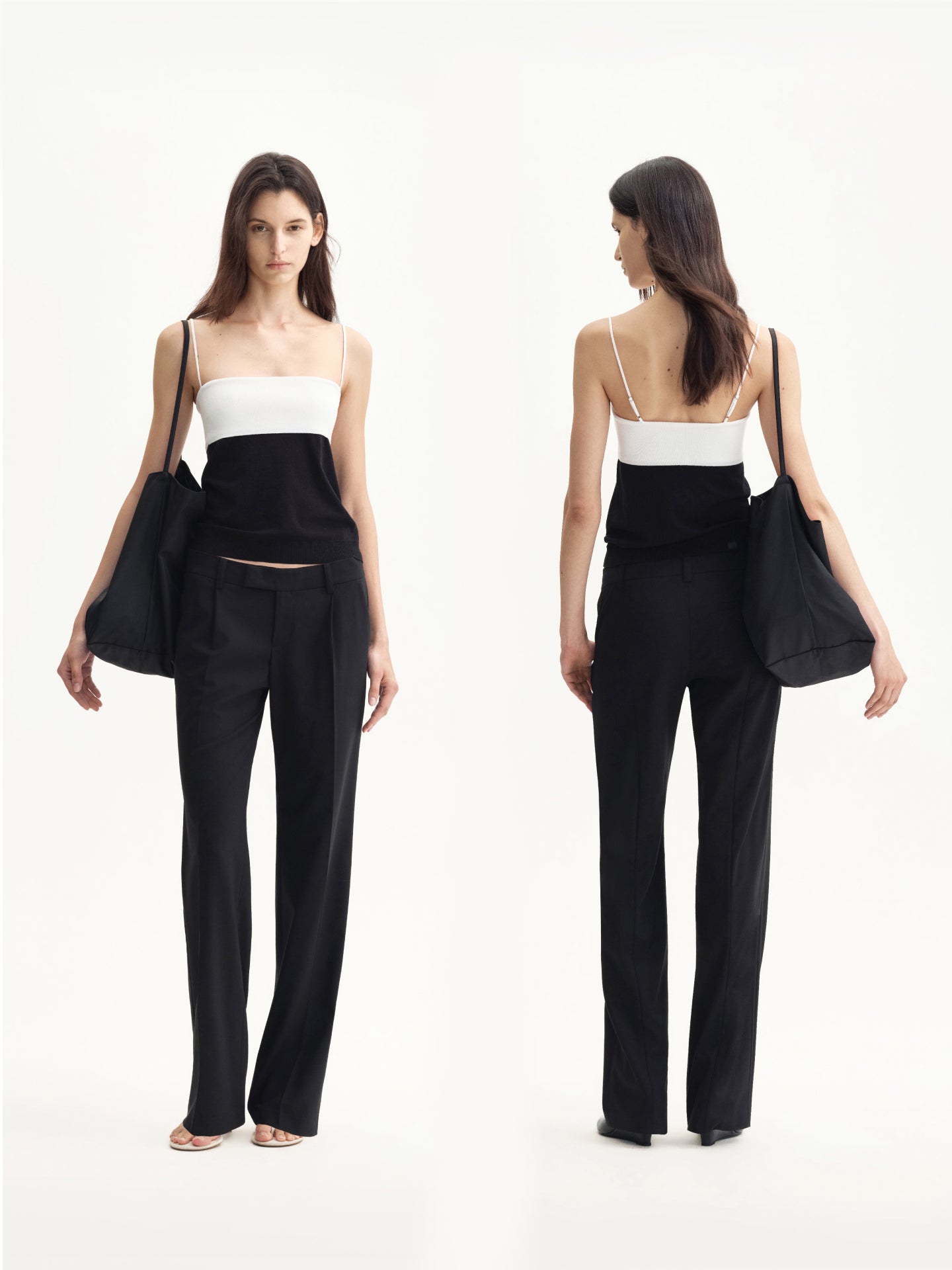 Silk-touch Contrast Knit Cami Top