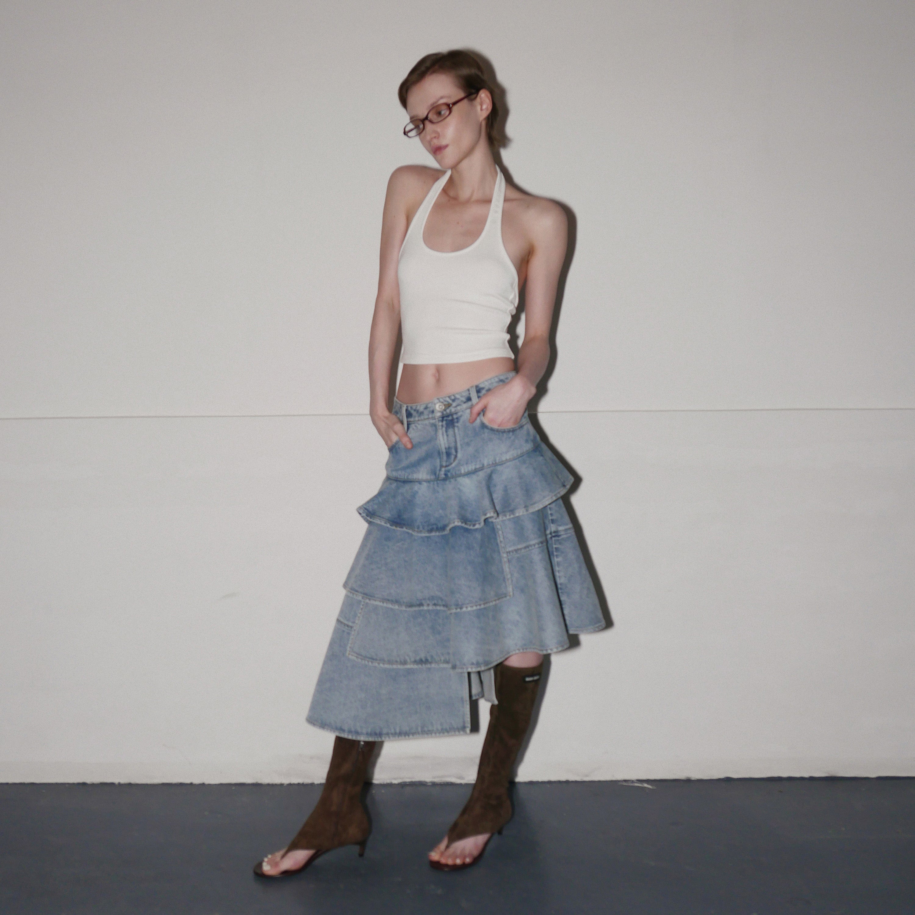 Layered 2024 denim skirt