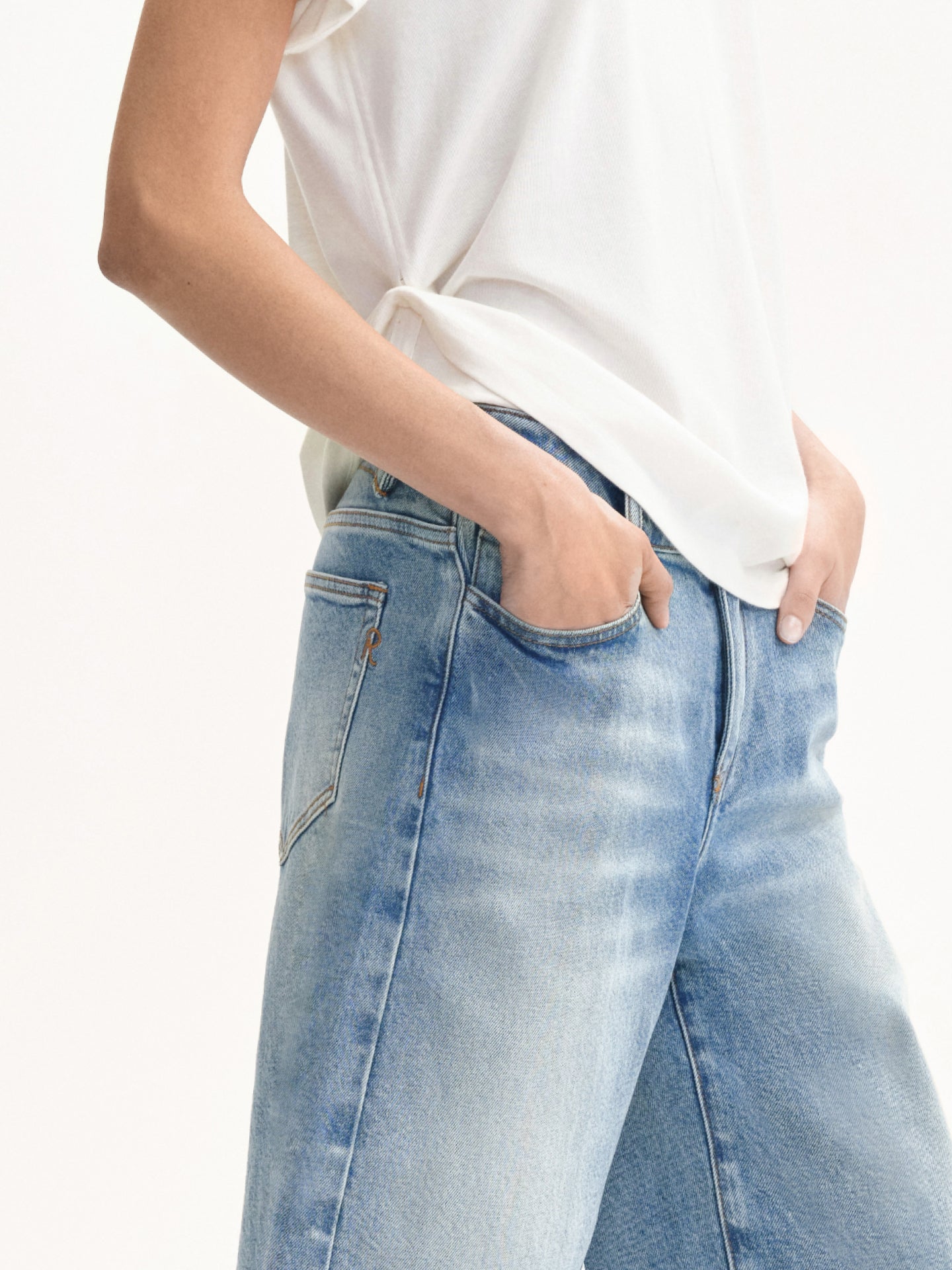 “Classique” Washed Denim Bermuda Shorts