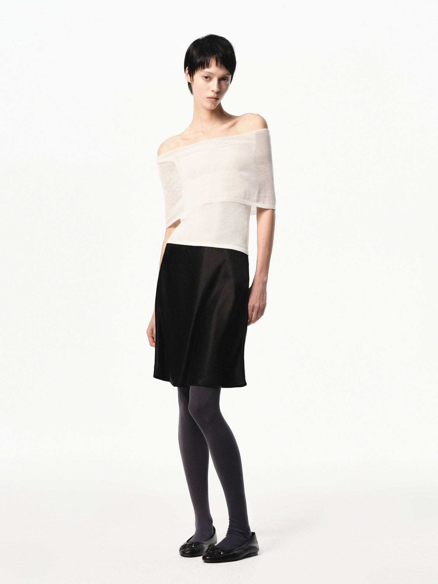 “Poise” Sheer Off-shoulder Fitted Top