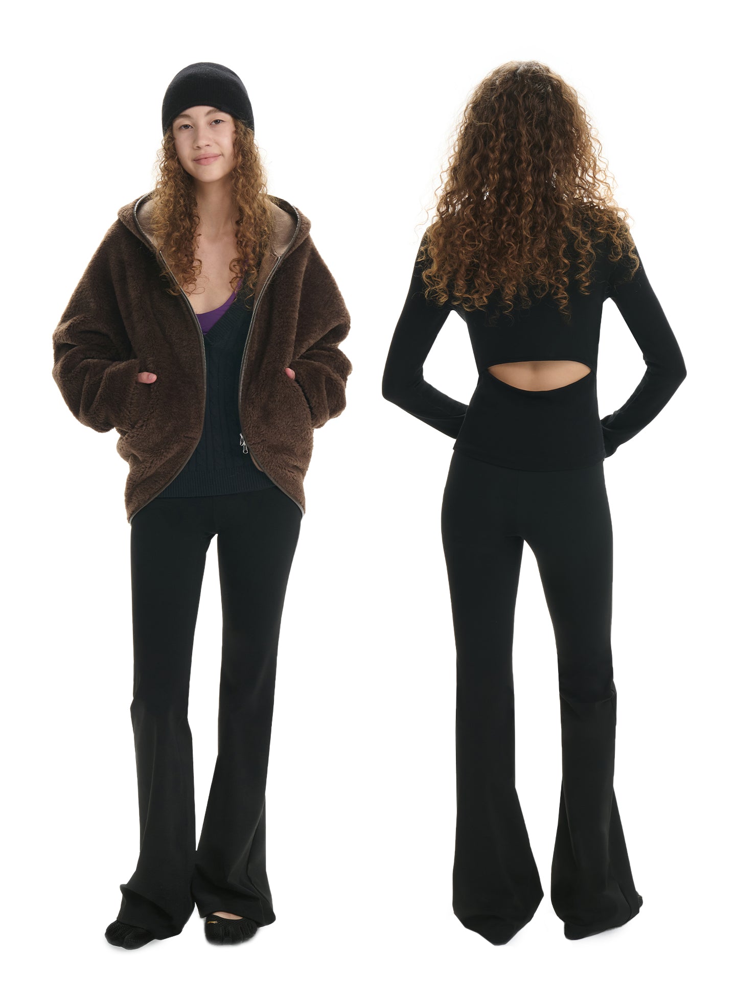 Fleece-Lined Flared Yoga Pants