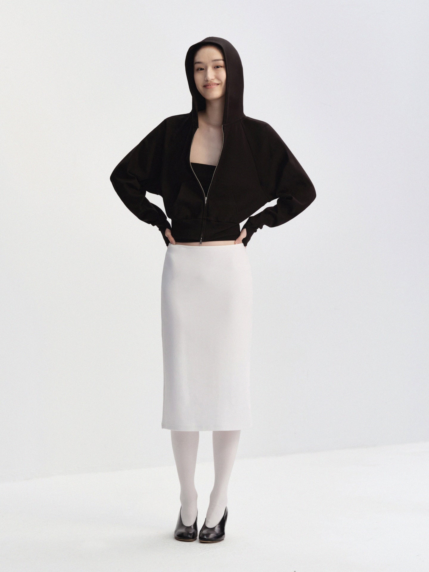 “Soft Move” Dolman-Sleeve Thumbhole Zip Hoodie