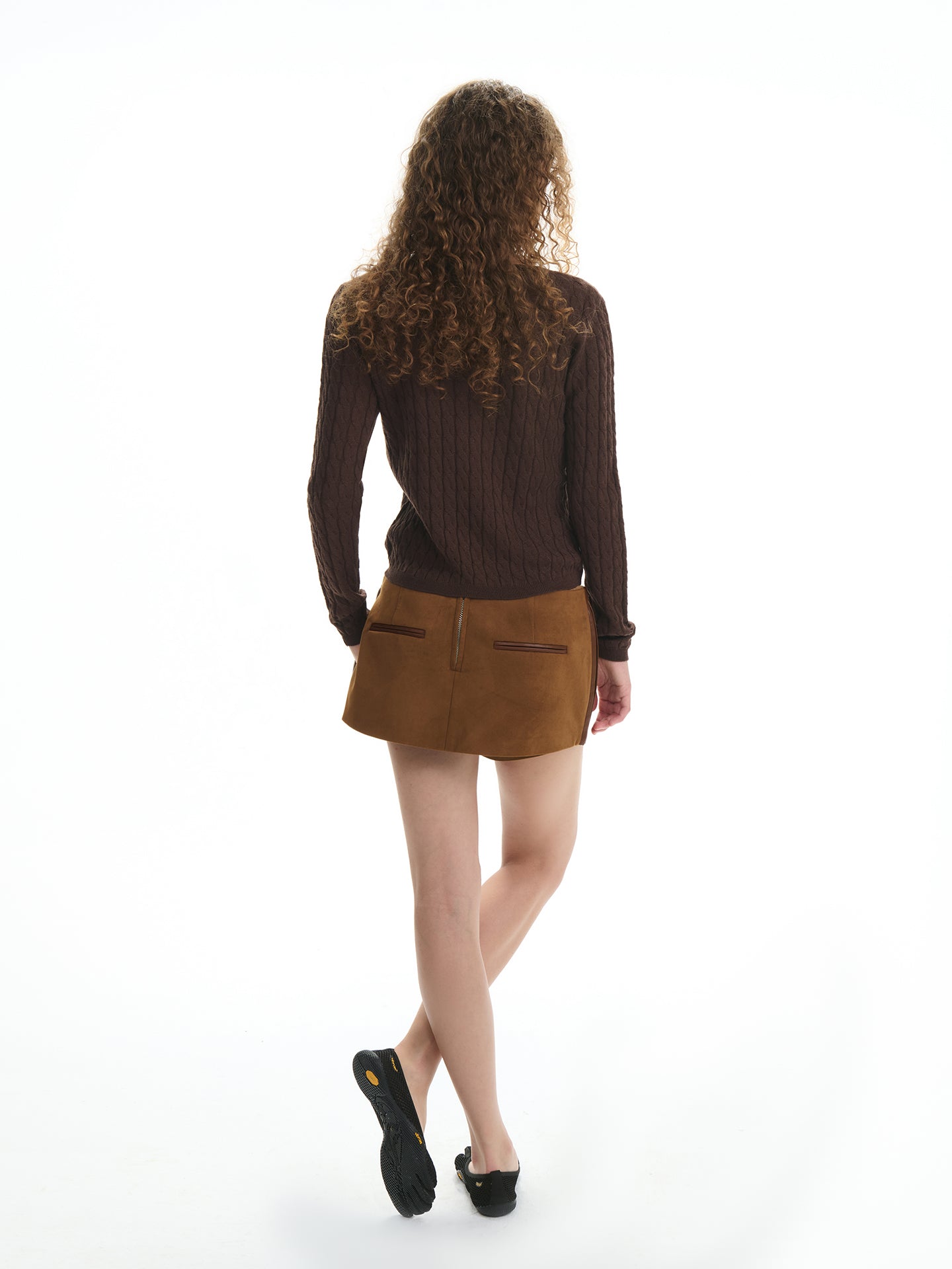 Relaxed U-Neck Cable Knit Top