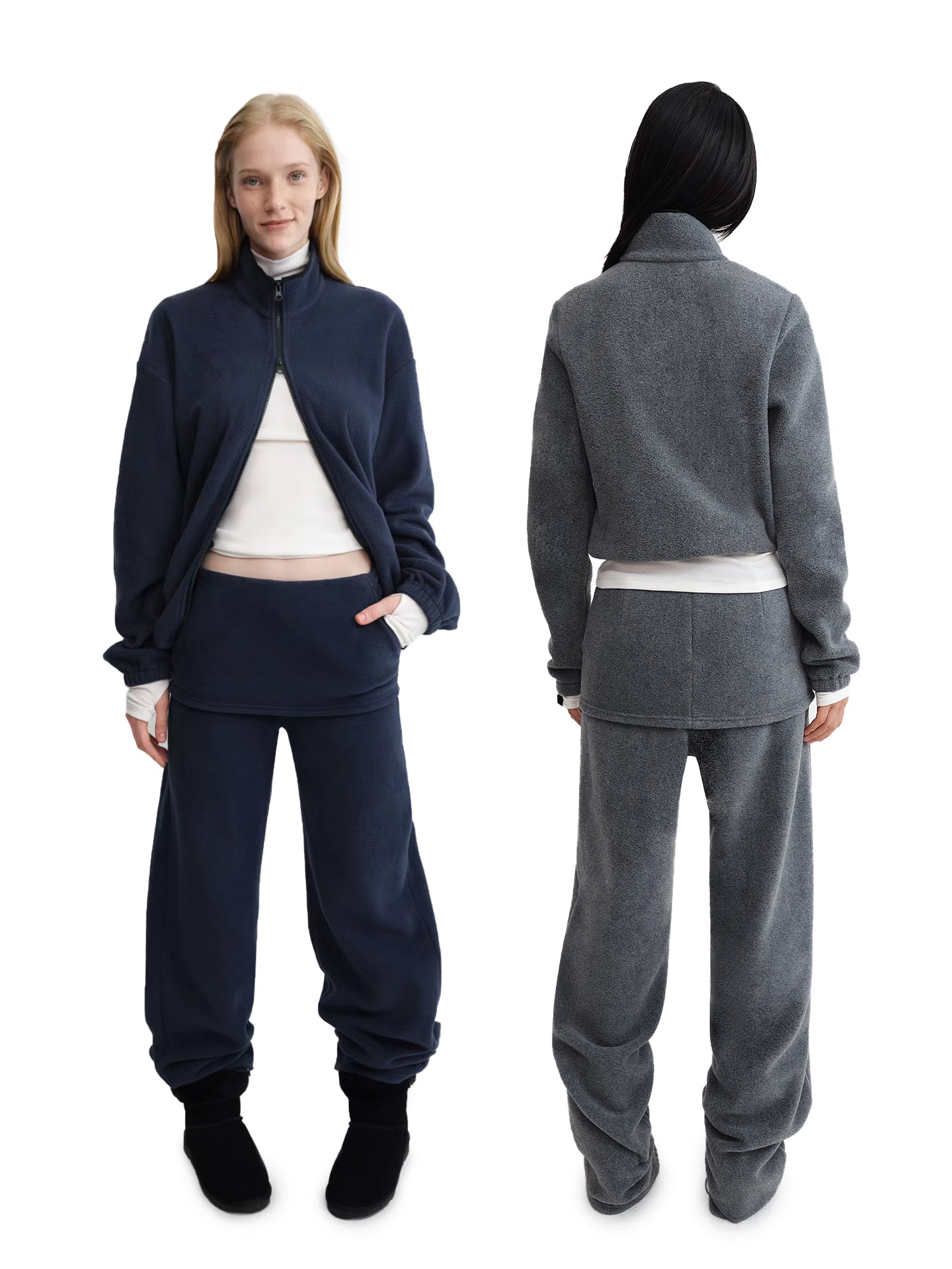 “Kangaroo” Drawstring Fleece Skirt Pants