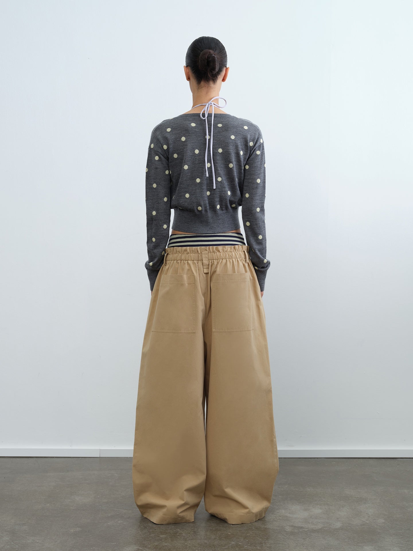Polka Dot Crewneck Knit Cardigan