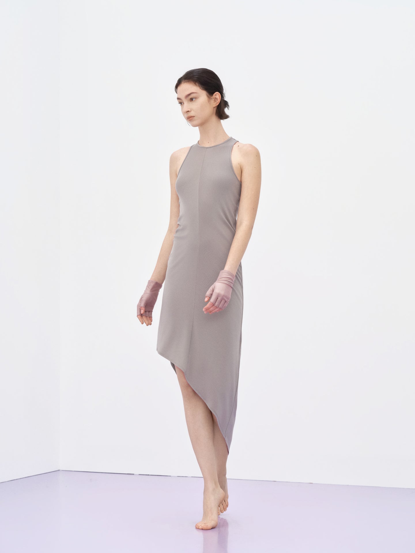 Draped Asymmetric Midi Dress