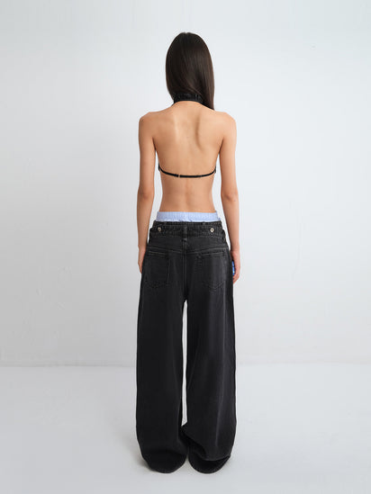 Gemini Layered Waistband Wide-Leg Denim Pants – Rarely Alike