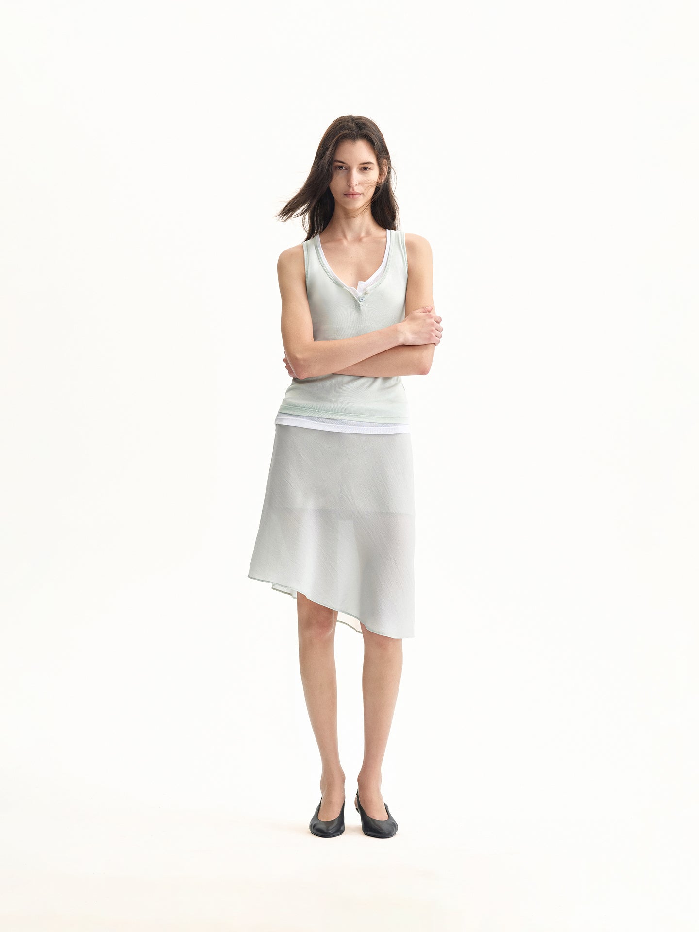 “Frame” U-neck Layered Tank Top