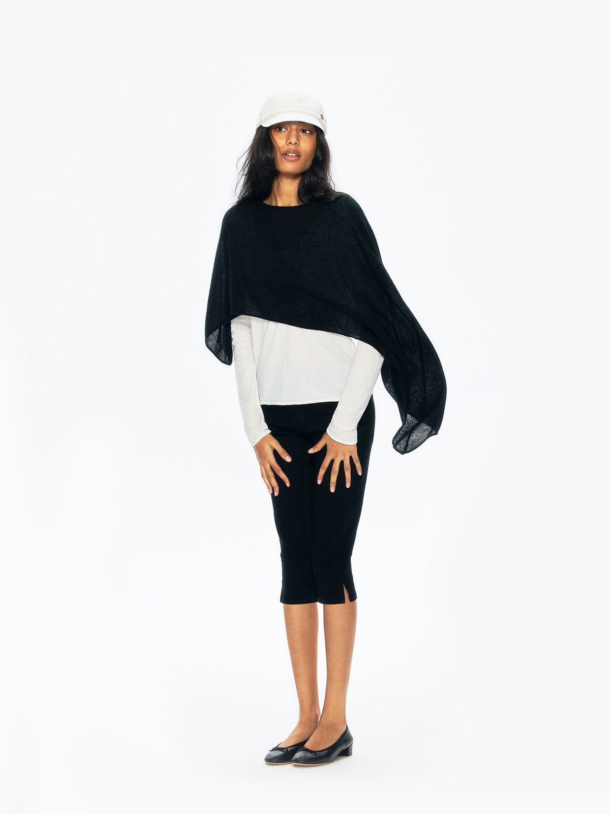 “Picnic” Cashmere-Silk Blend Asymmetric Cover-Up Top