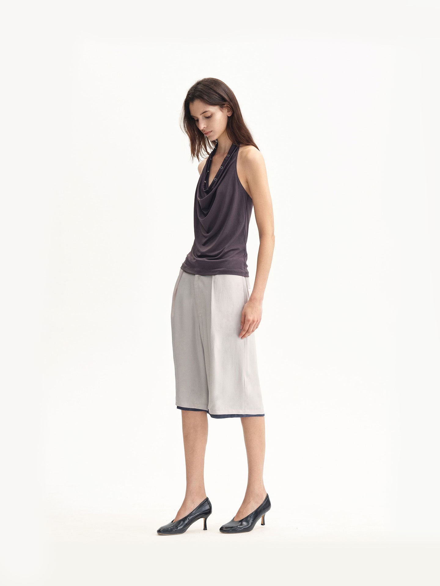 “Soft Flow” Draped Halterneck Top