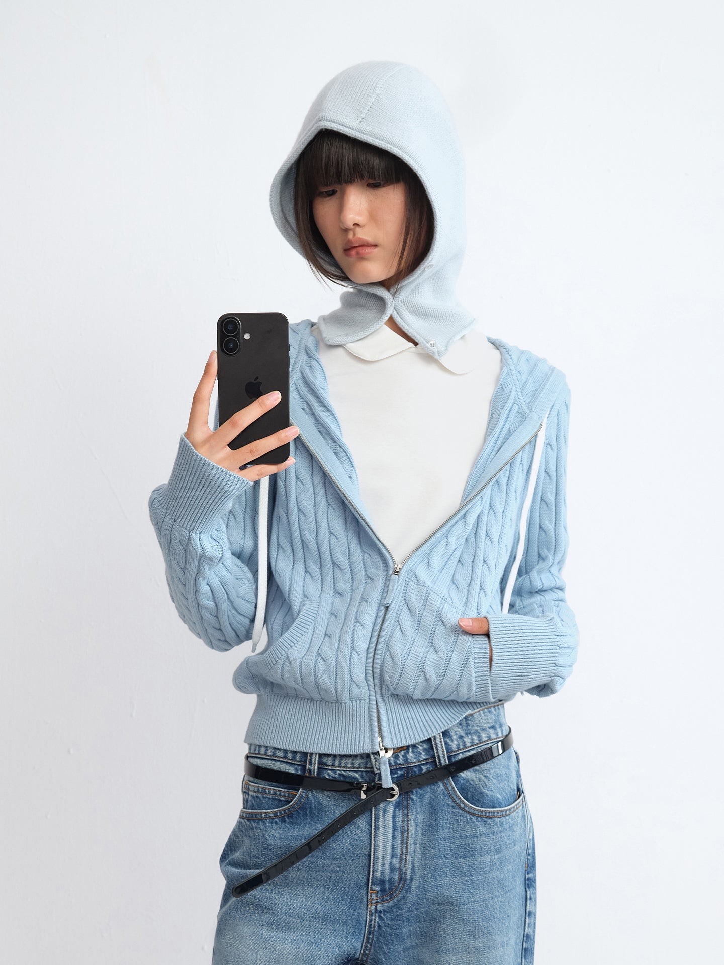 Open-Front Cashmere Balaclava