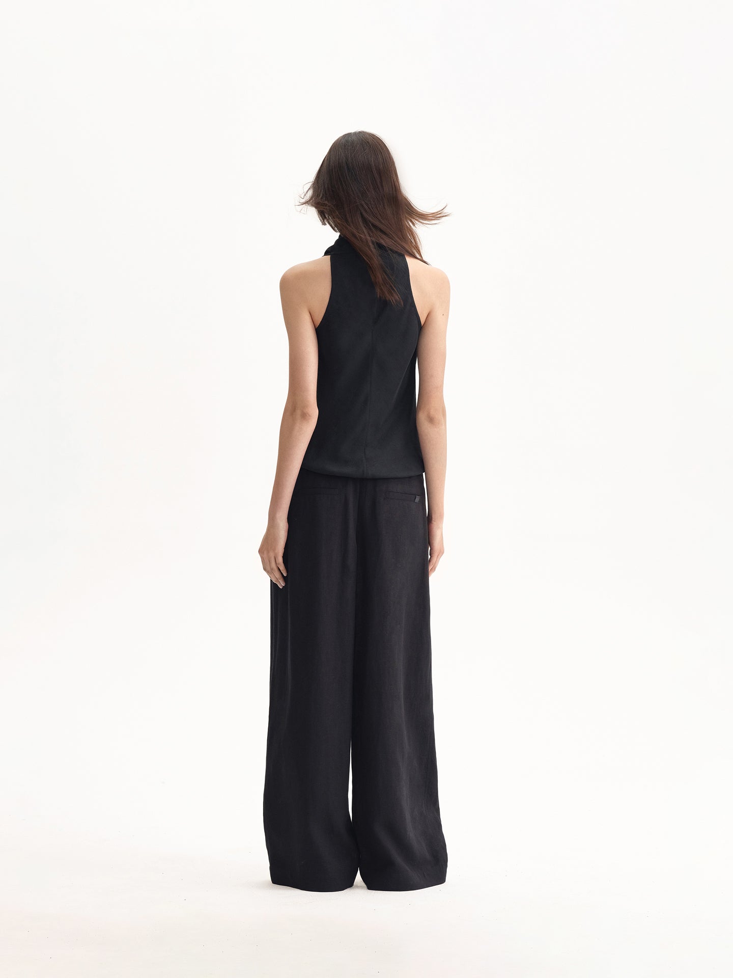 “Soft Flow” Draped Cowl-neck Top