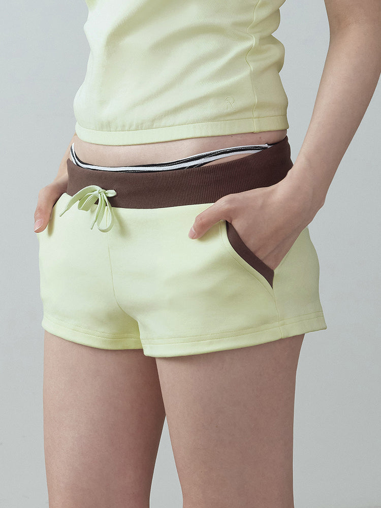 "Take A Walk" Colorblock Tie-Front Shorts