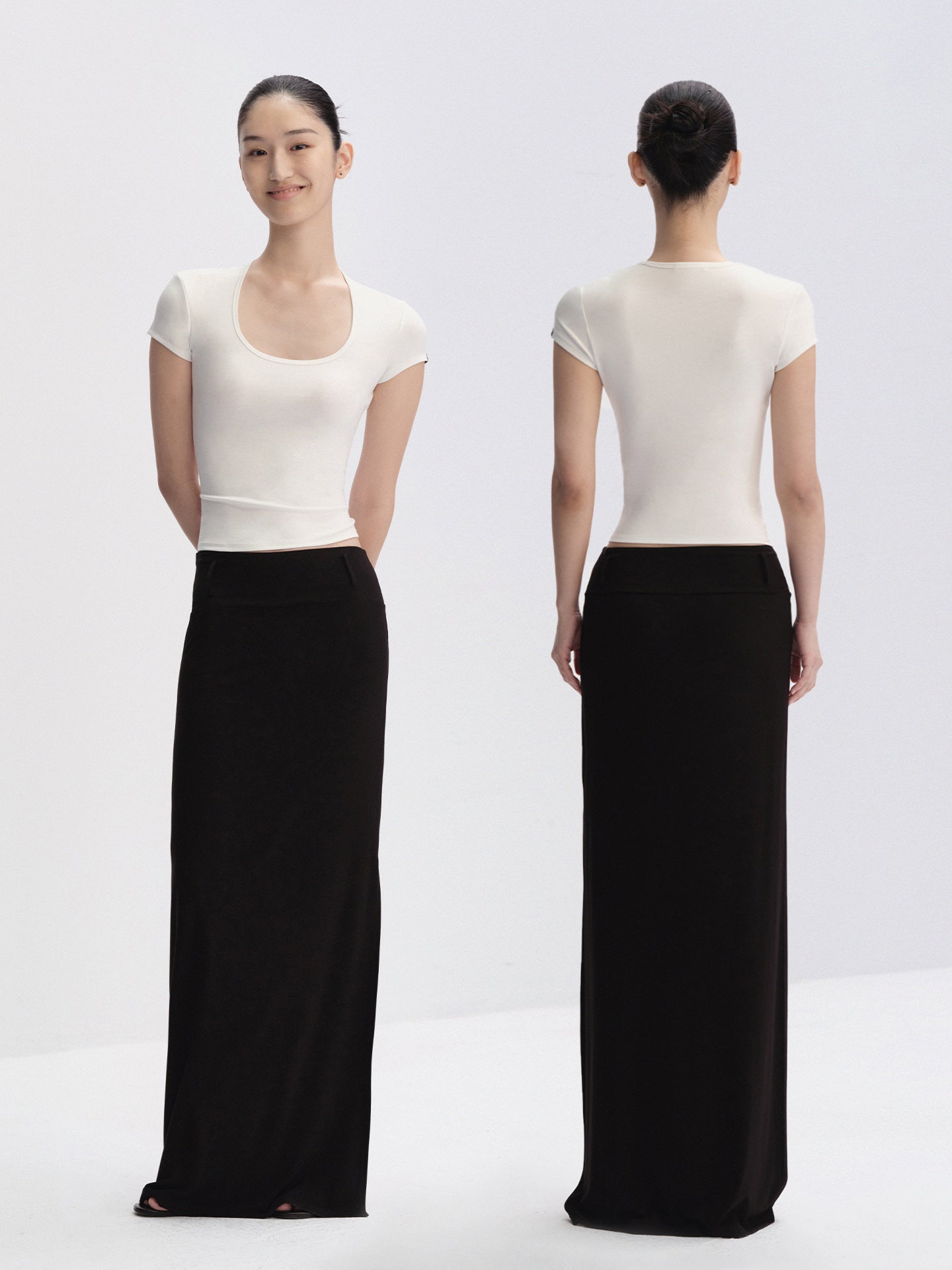 Teardrop-Neck Fitted T-Shirt