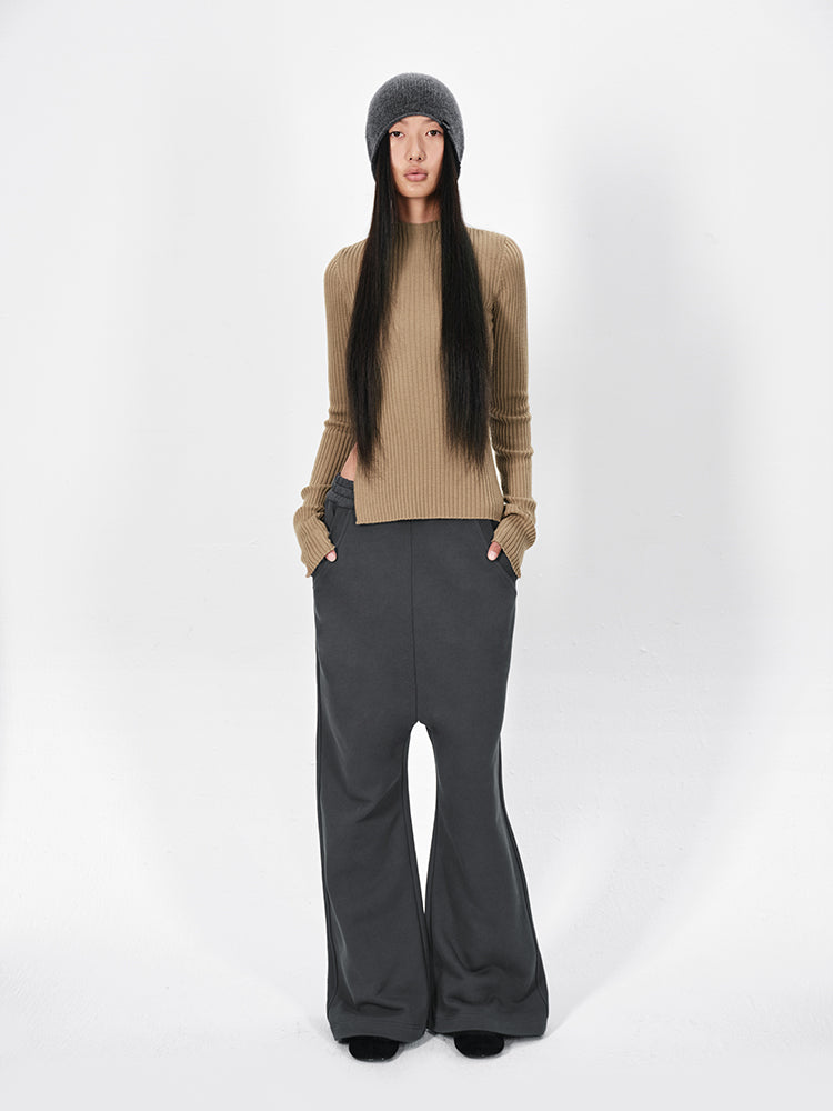 The Slit Ribbed Wool Top