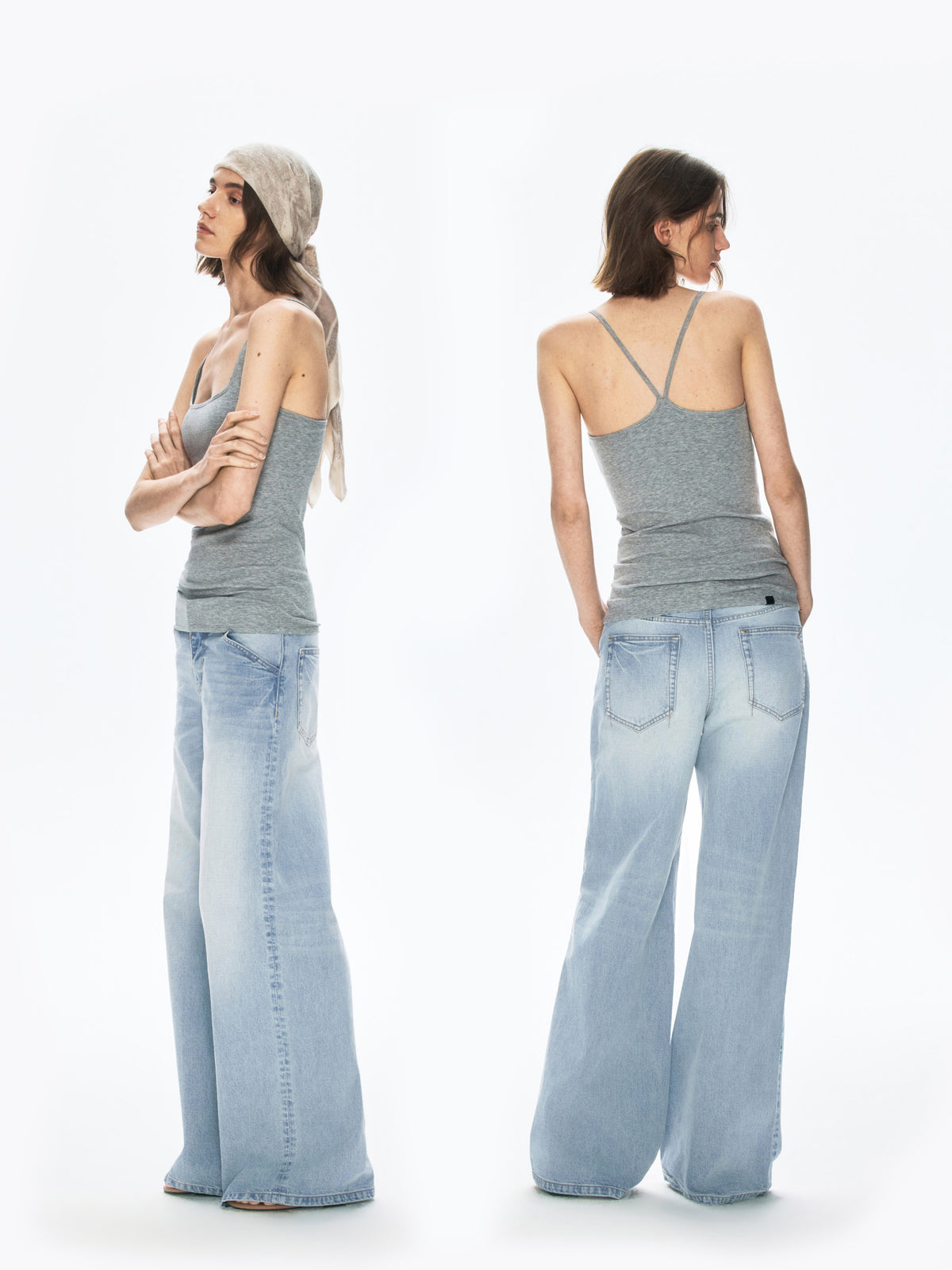Versatile U-Neck Open-Back Slim-Fit Camisole with Built-in Bra Pads