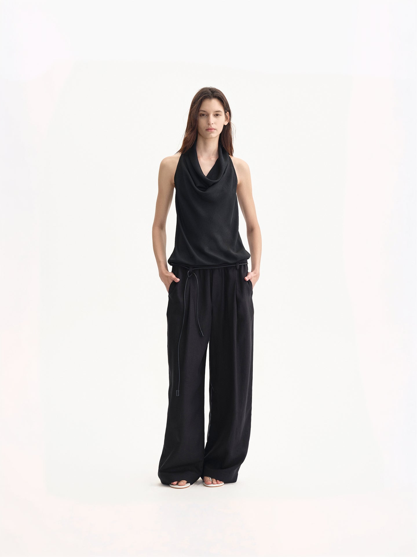 “Shore Breeze” Linen Wide-leg Trousers