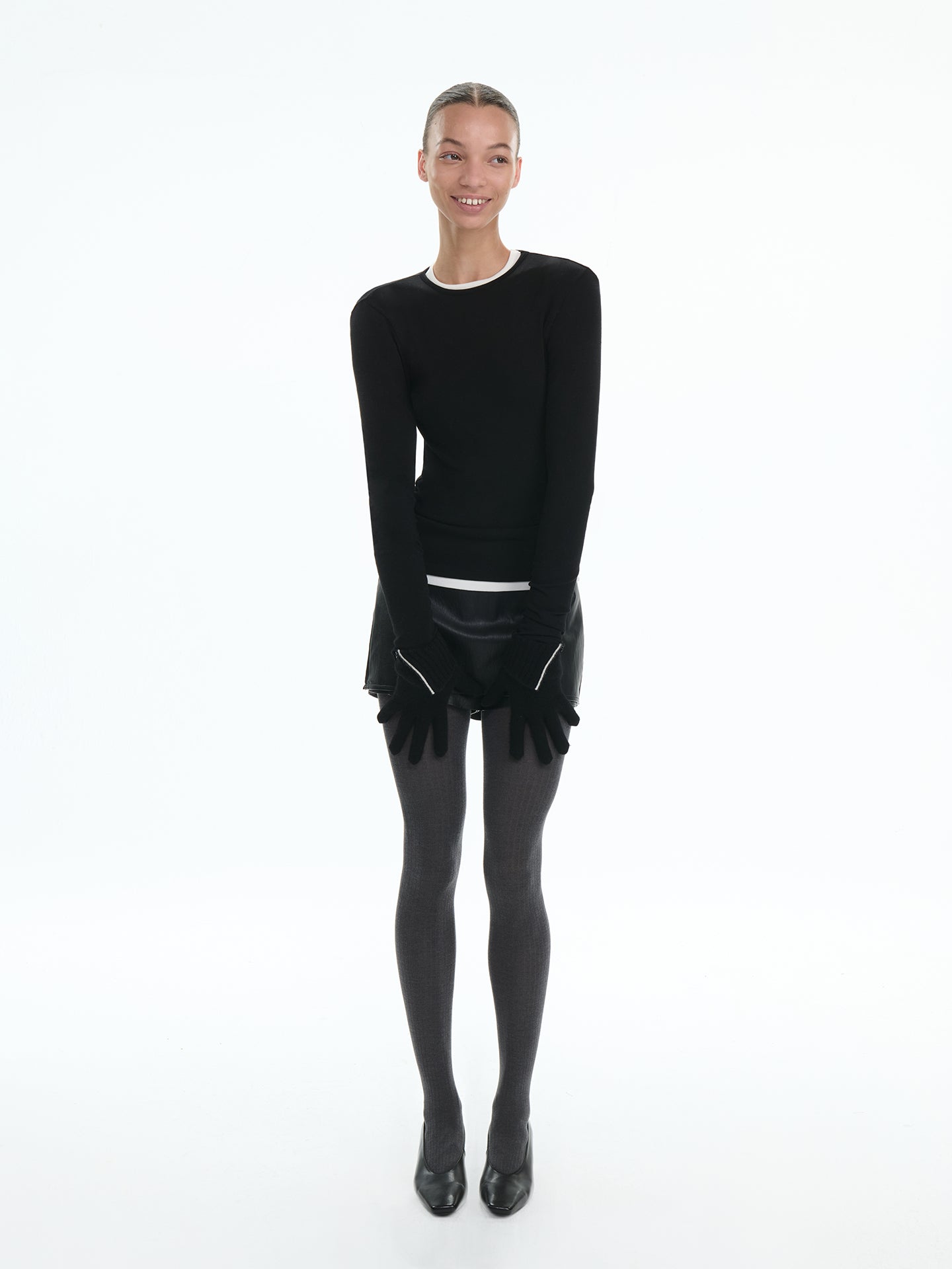 Ribbed Wool-Blend Split-Toe Tights