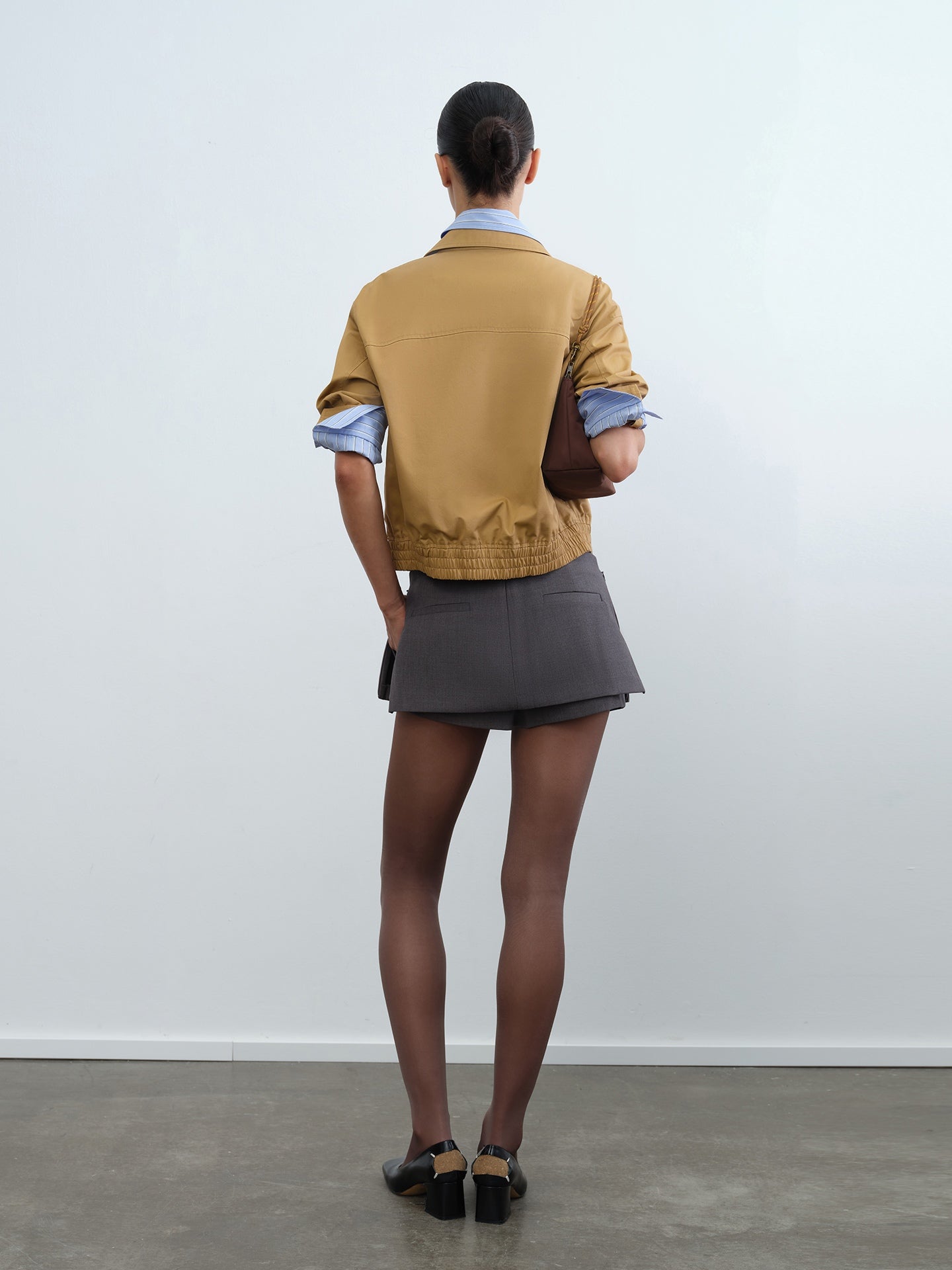 Colorblock Layered Stripe Cropped Jacket