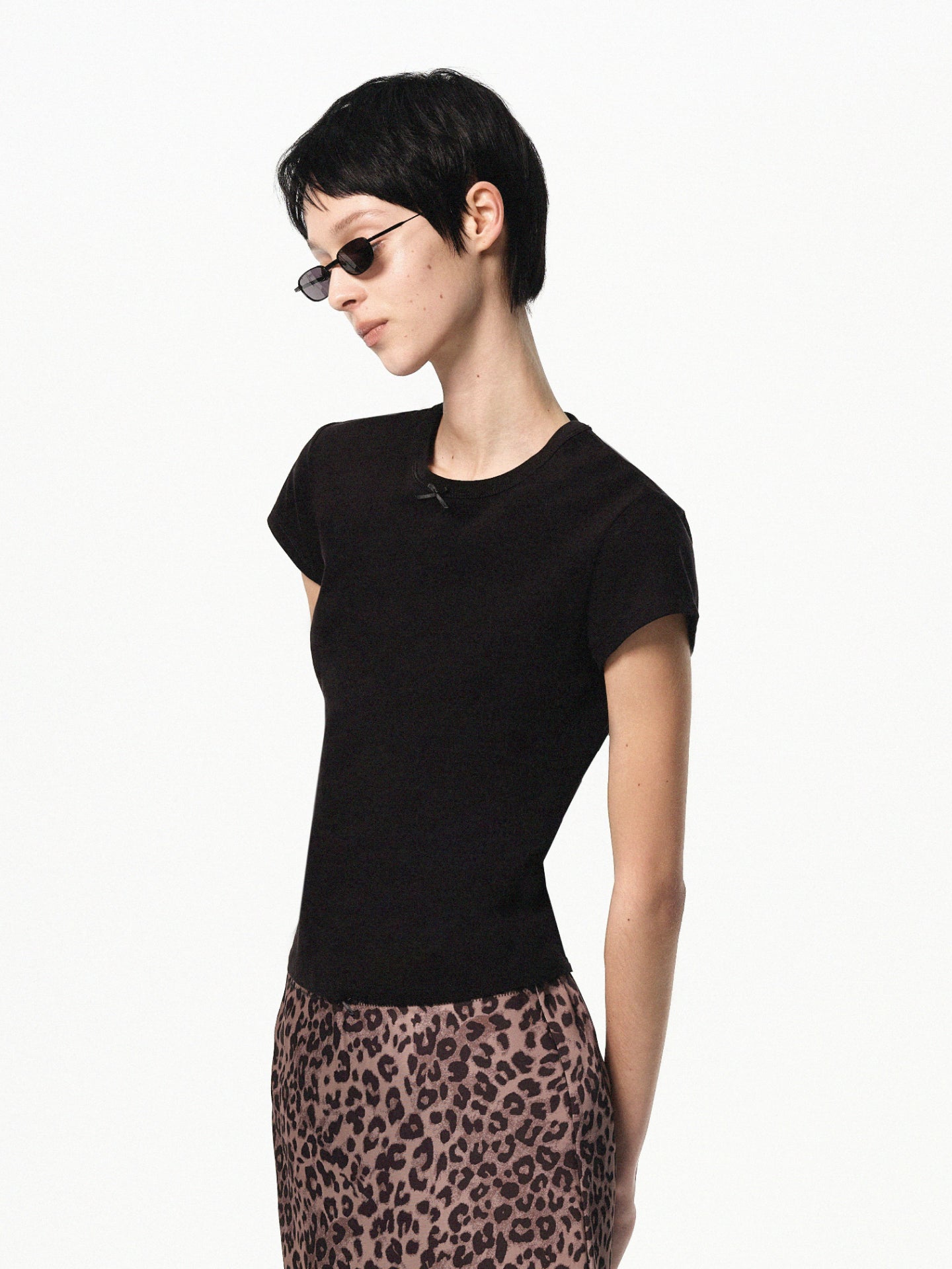 Petite Bow Fitted Tee