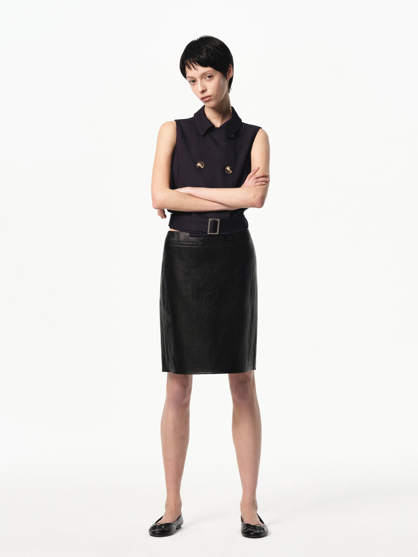 “Classique” Straight Eco-leather Skirt