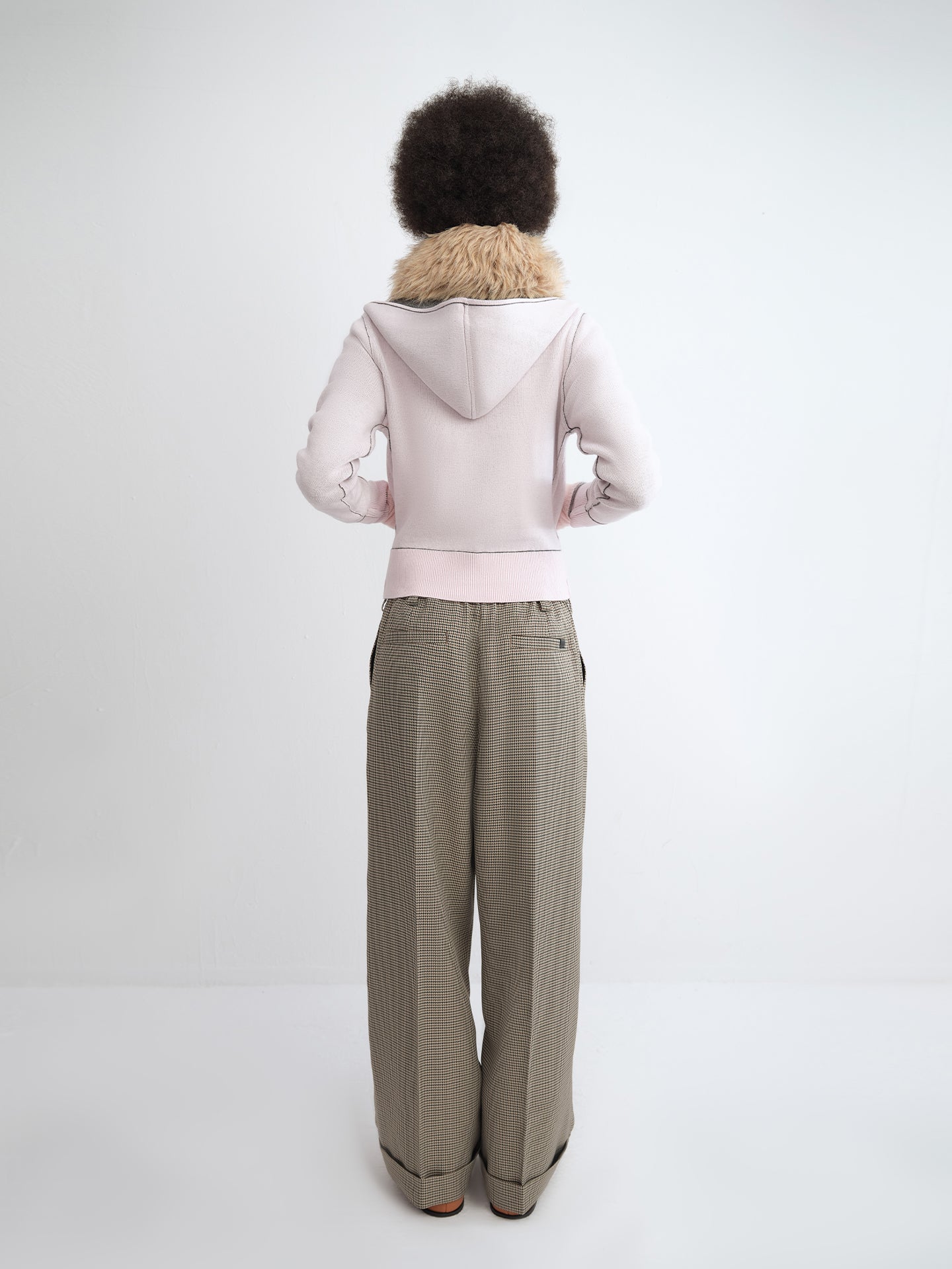 Houndstooth Wide-Leg Pants