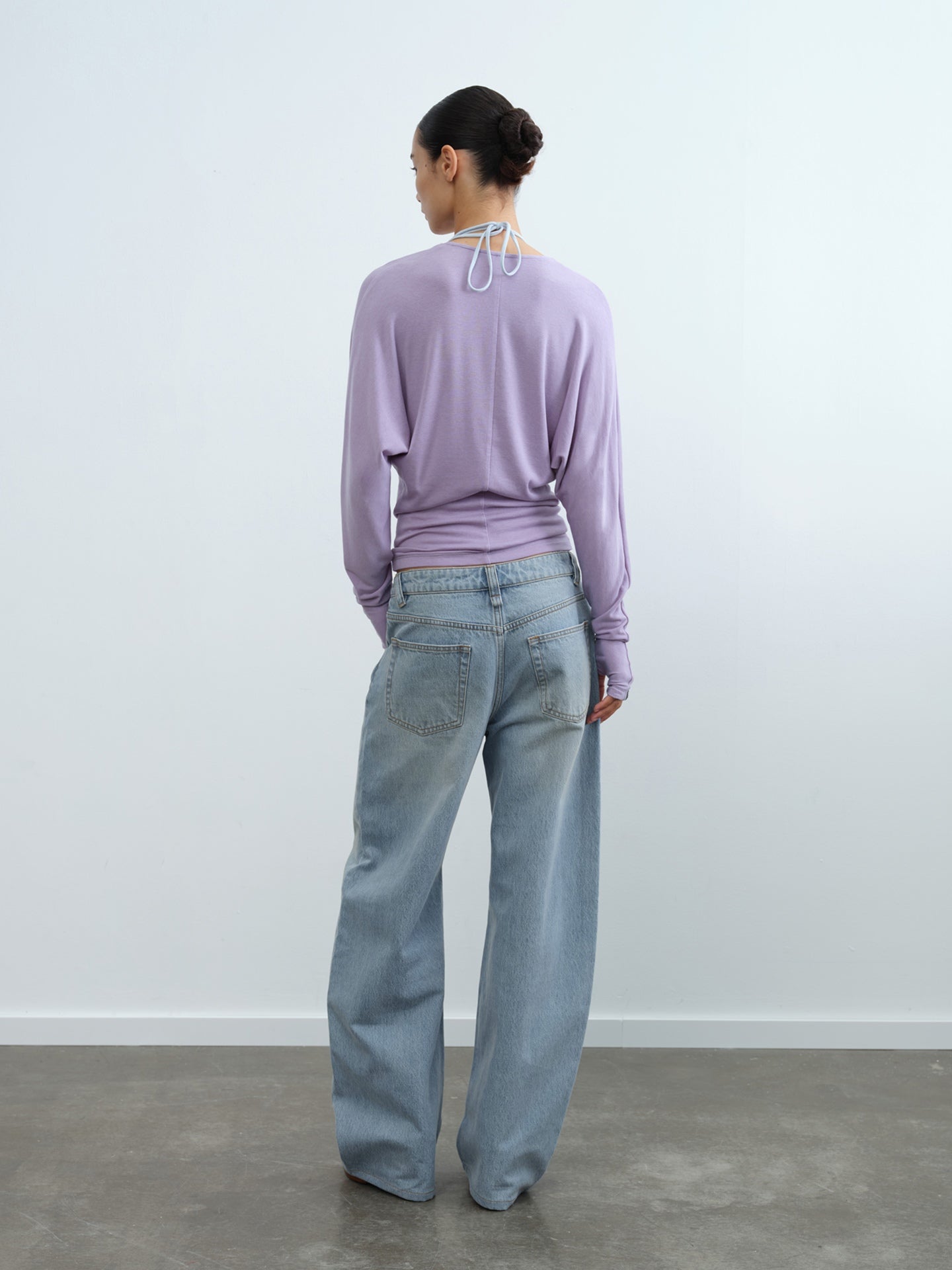 V-Neck Batwing Hidden-Zip Knit Top