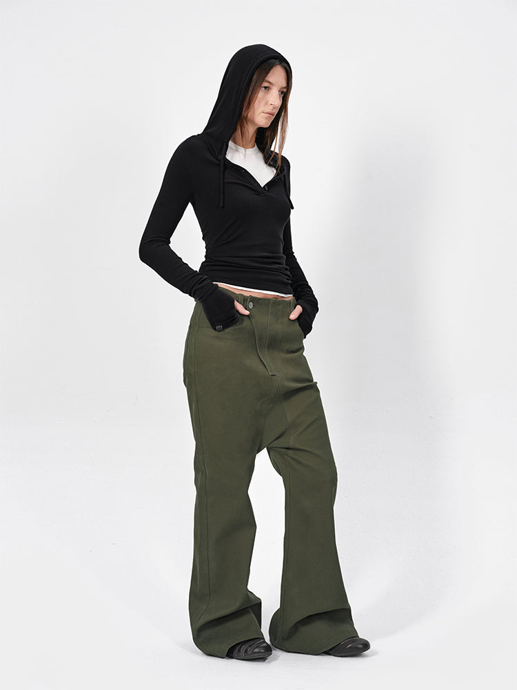 The “KINI” Flared Low Crotch Cargo Pants