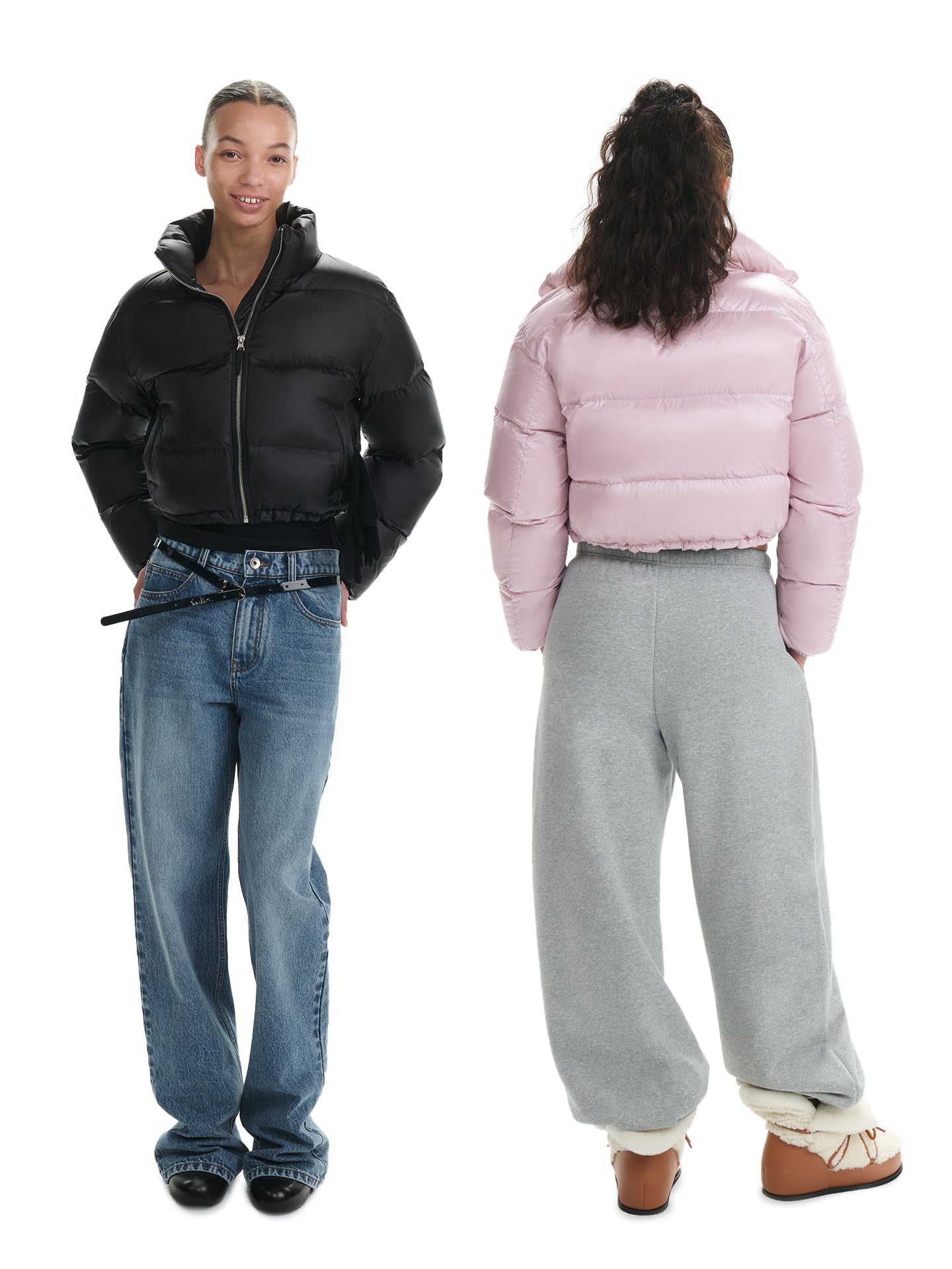Stand-Collar Cropped Puffer Jacket