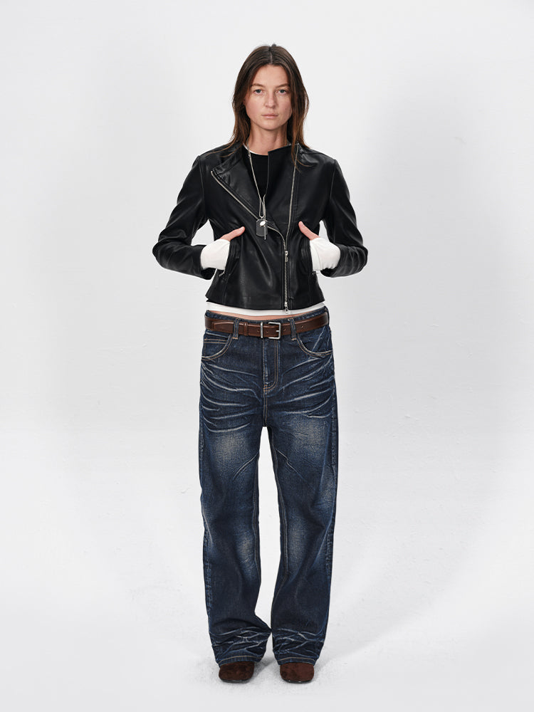 The Asymmetrical Zipped Leather Jacket