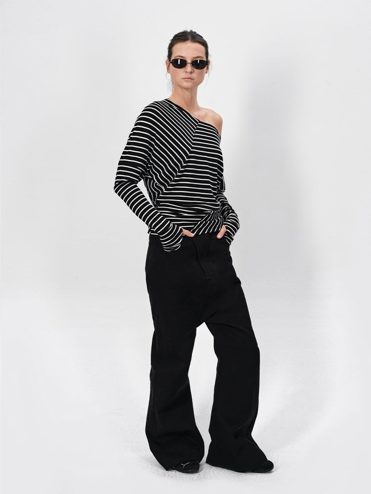 The Asymmetric One-Shoulder Stripe Top